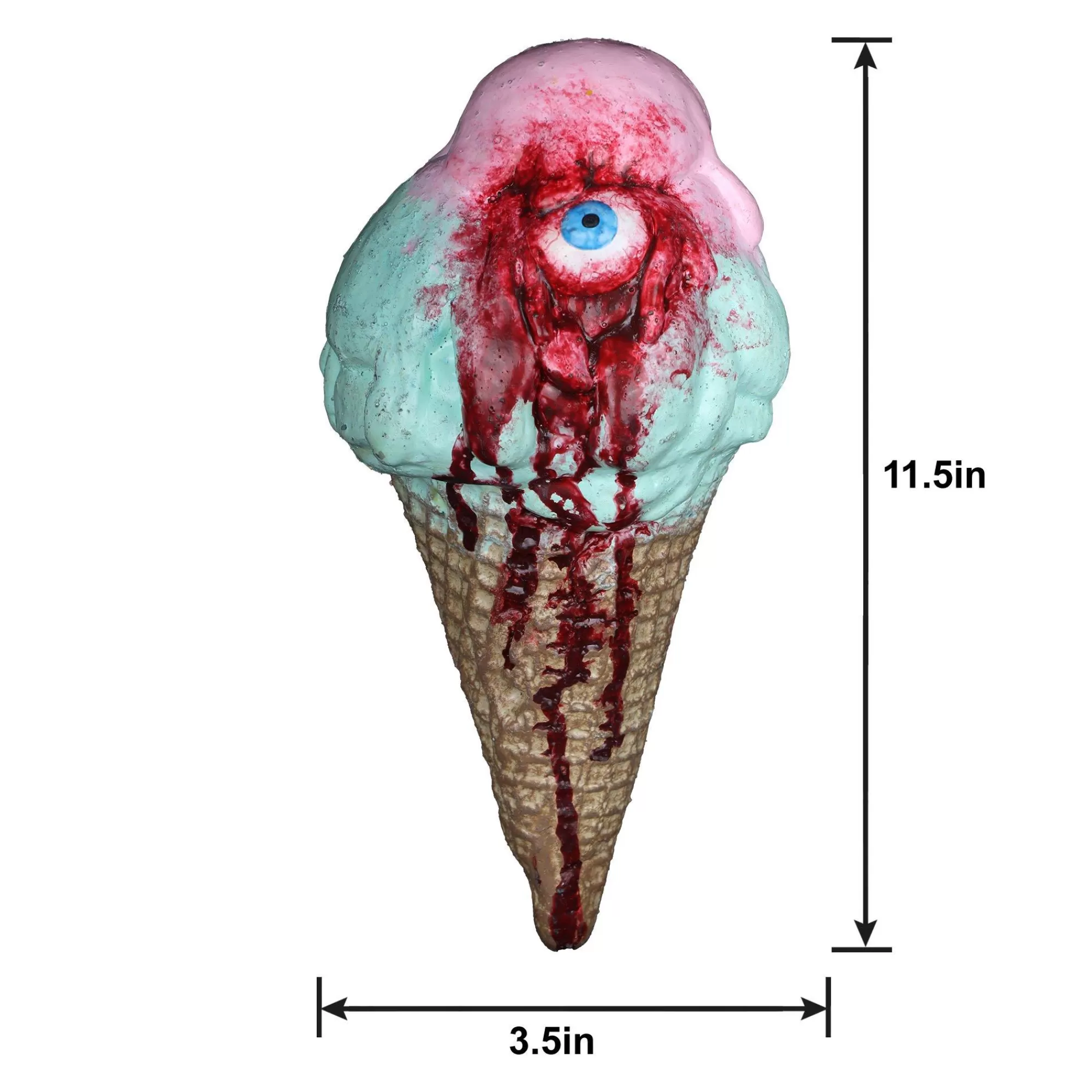 Party City Creepy Carnival | Bloody Peppermint Ice Cream Cone Latex Prop, 3.5In X 7In