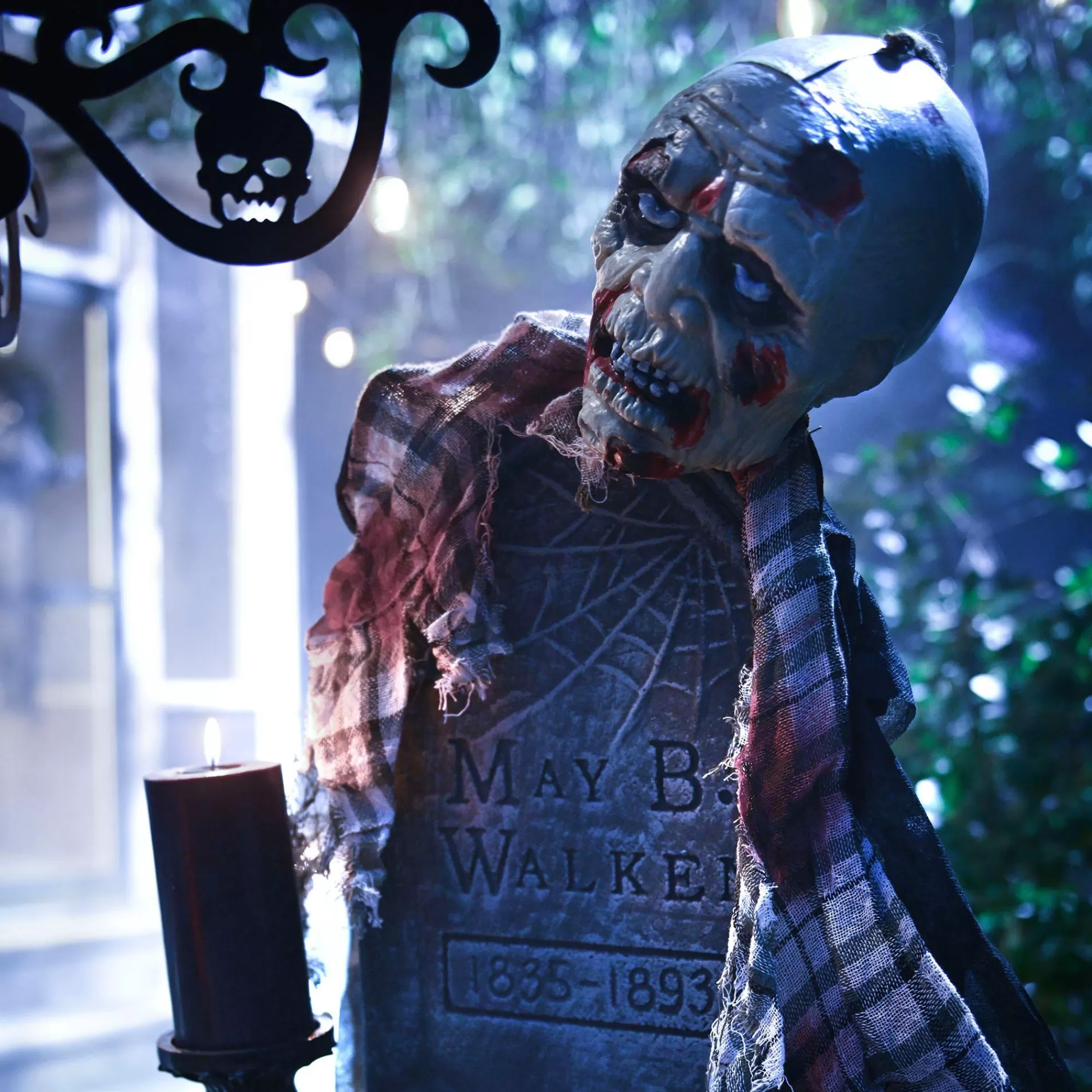 Party City Hanging Decorations | Bloody Zombie In Plaid Fabric & Plastic Hanging Decoration, 48In