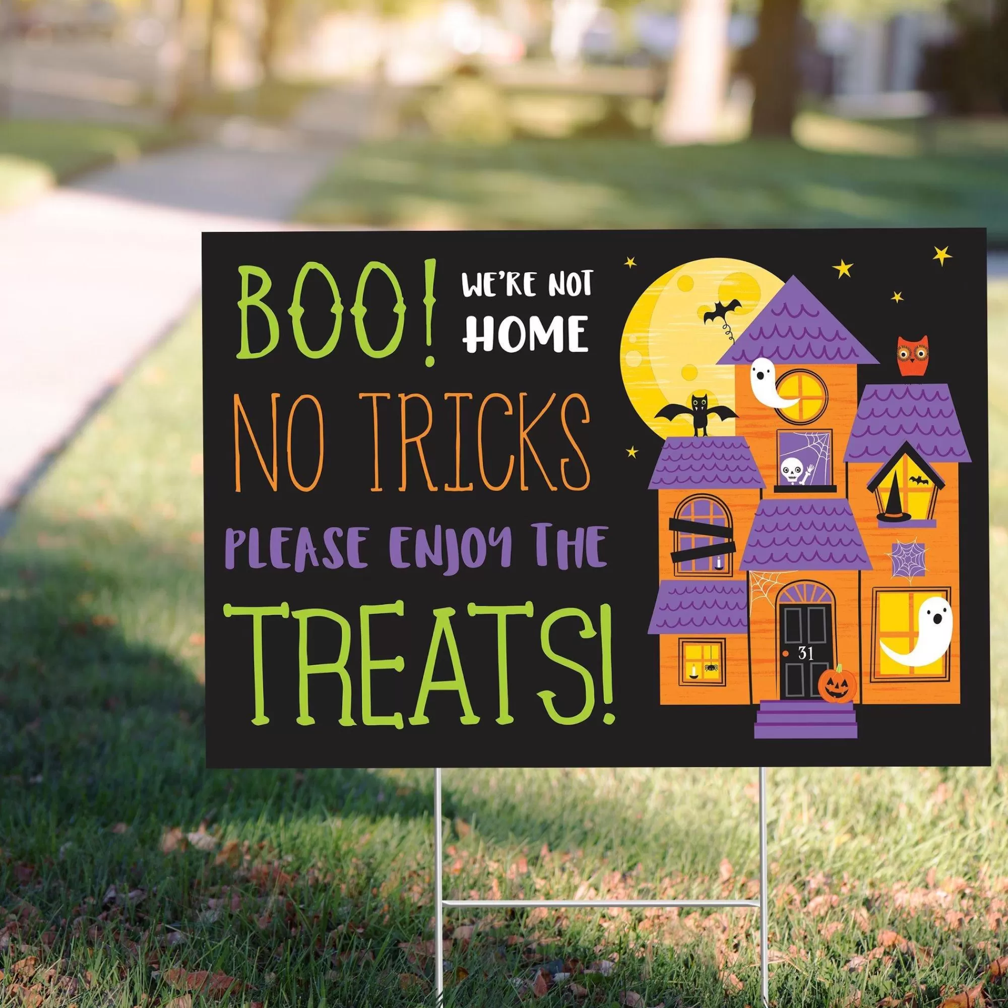 Party City Yard Stakes & Signs | Boo Not Home Trick-Or-Treat Yard Sign