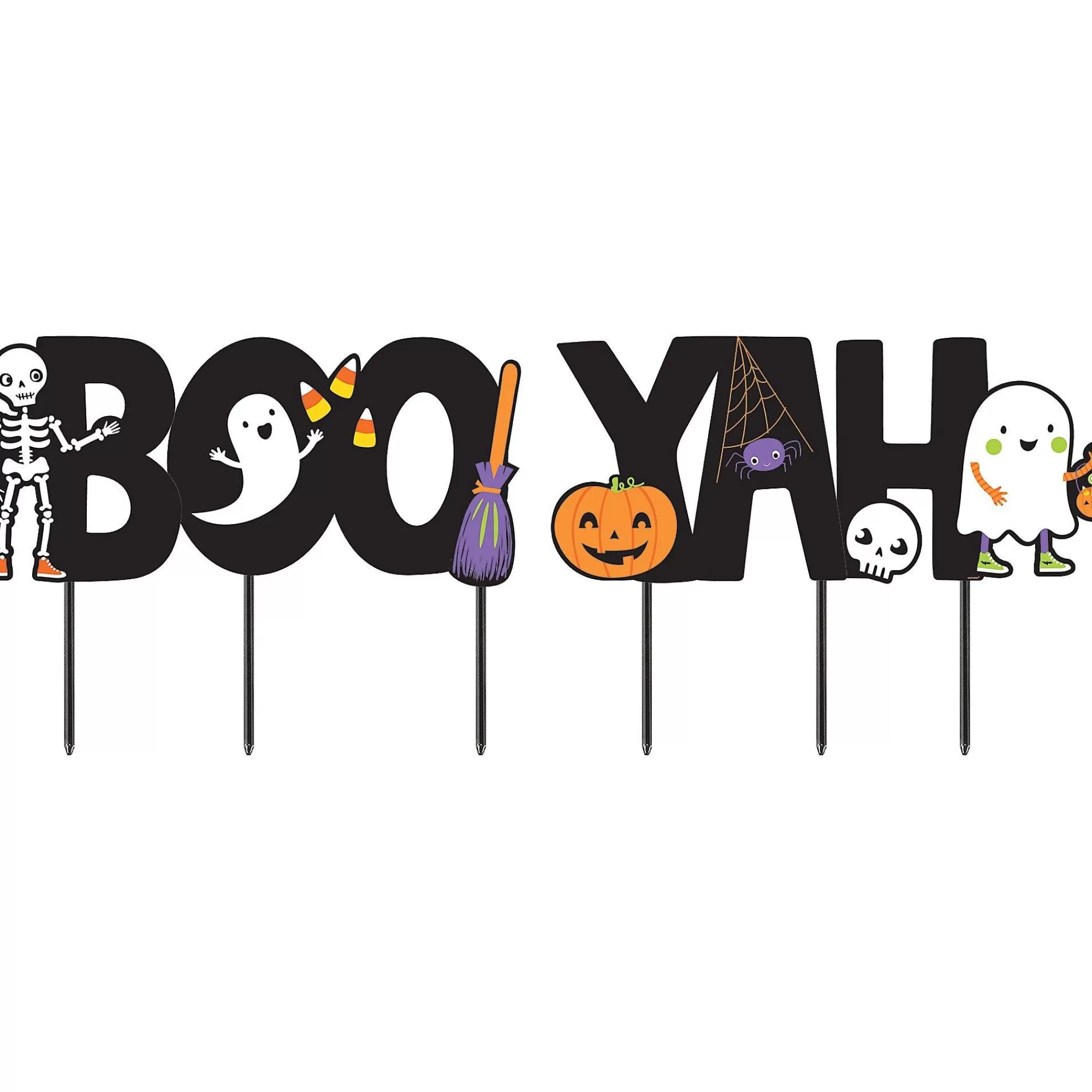 Party City Yard Stakes & Signs | Booyah Plastic Yard Sign Phrase Set, 11.5In Letters - Halloween Friends