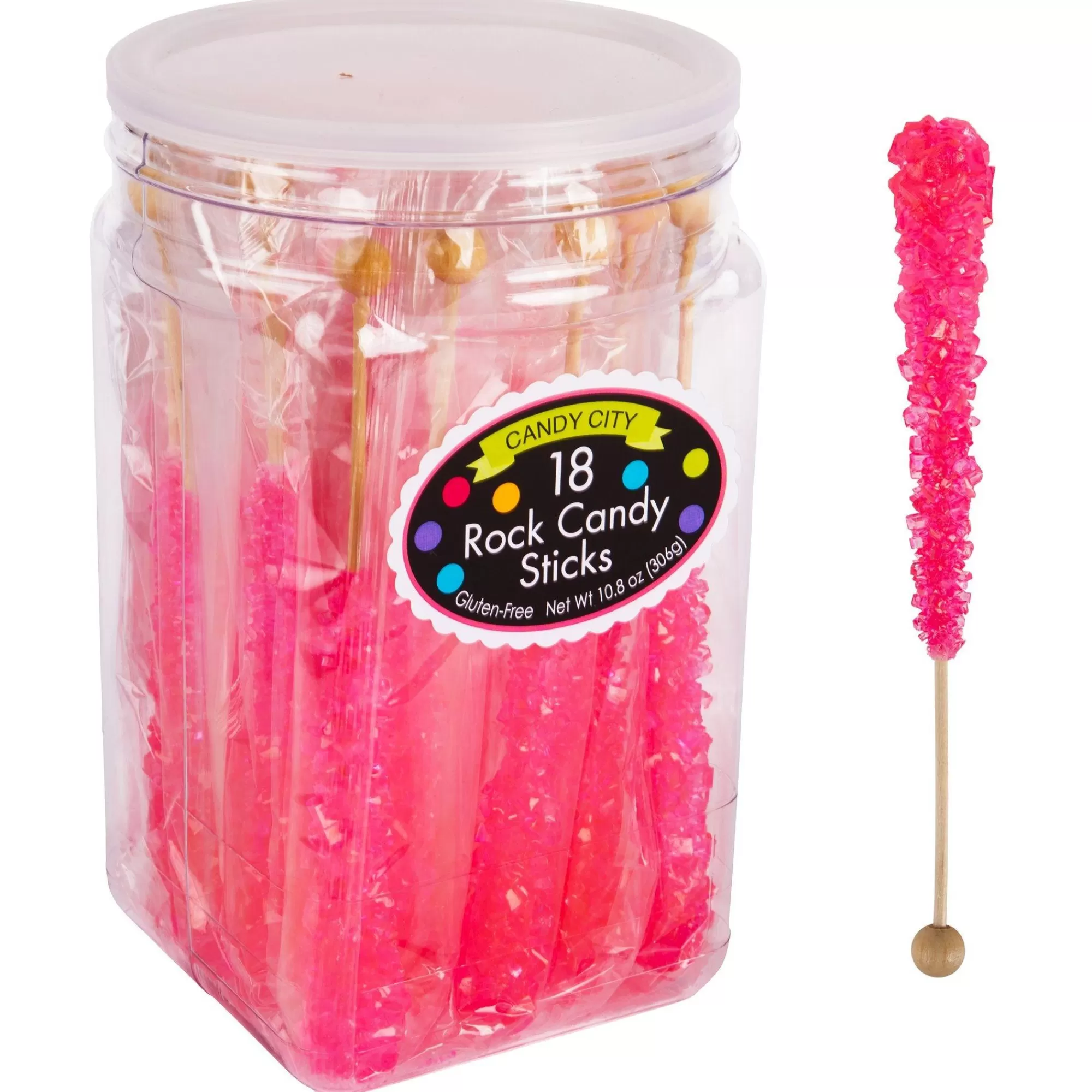 Party City Rock Candy | Bright Pink Rock Candy Sticks, 18Ct - Bubblegum Flavor