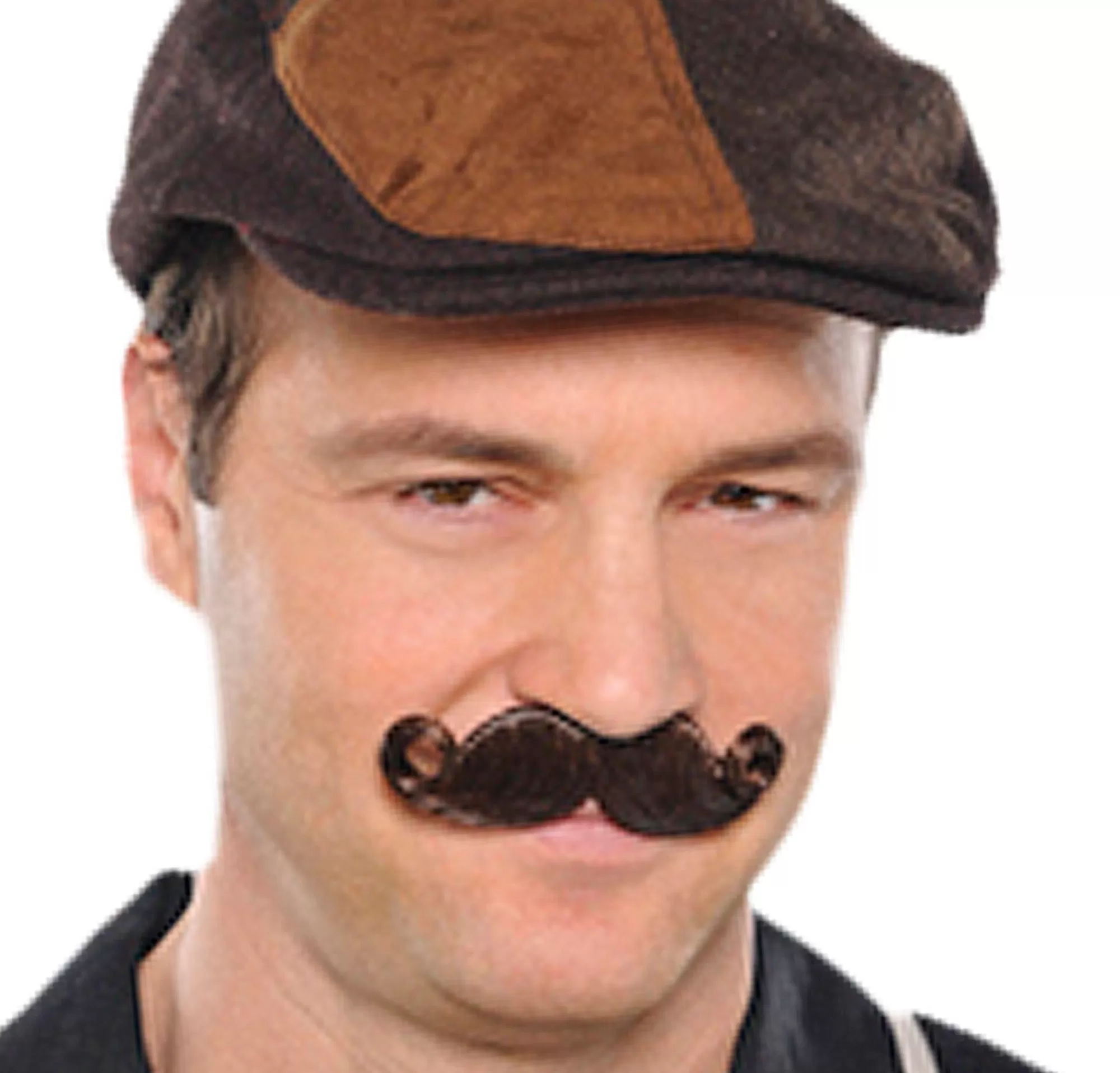 Party City Facial Hair-Brown Mini Handlebar Moustache