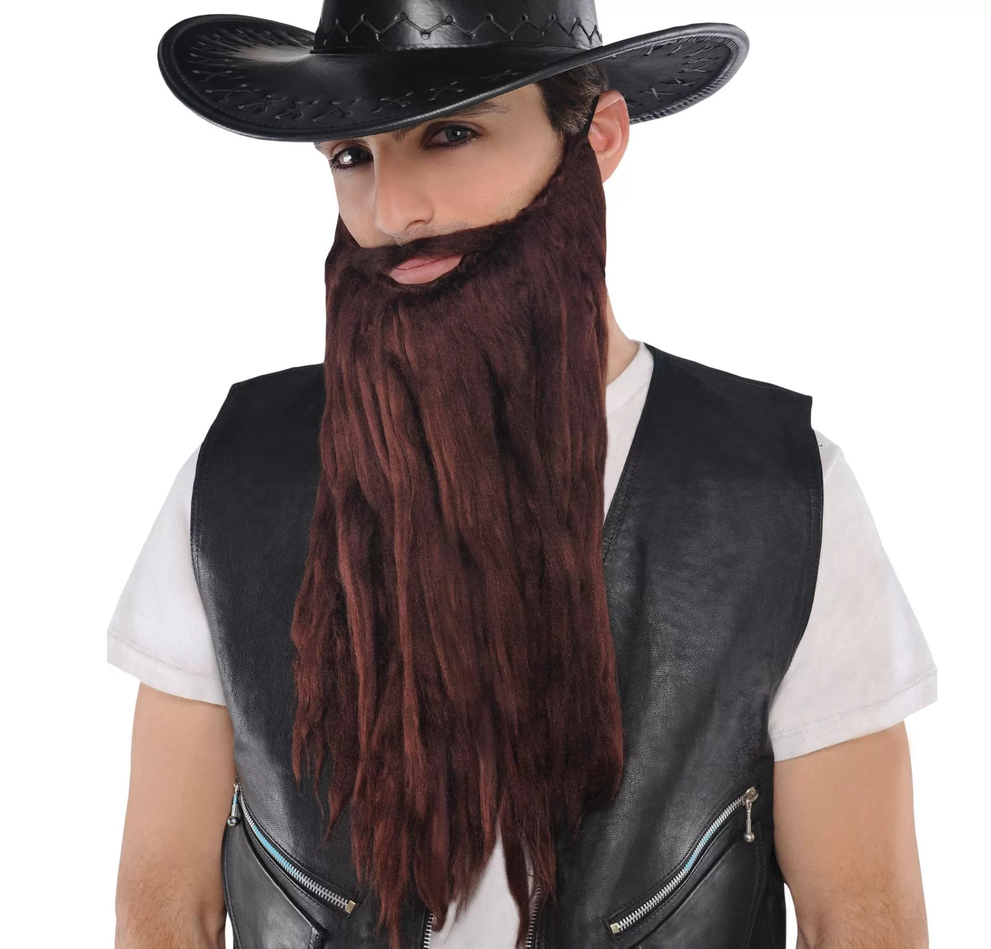 Party City Facial Hair-Brown Moustache & Beard