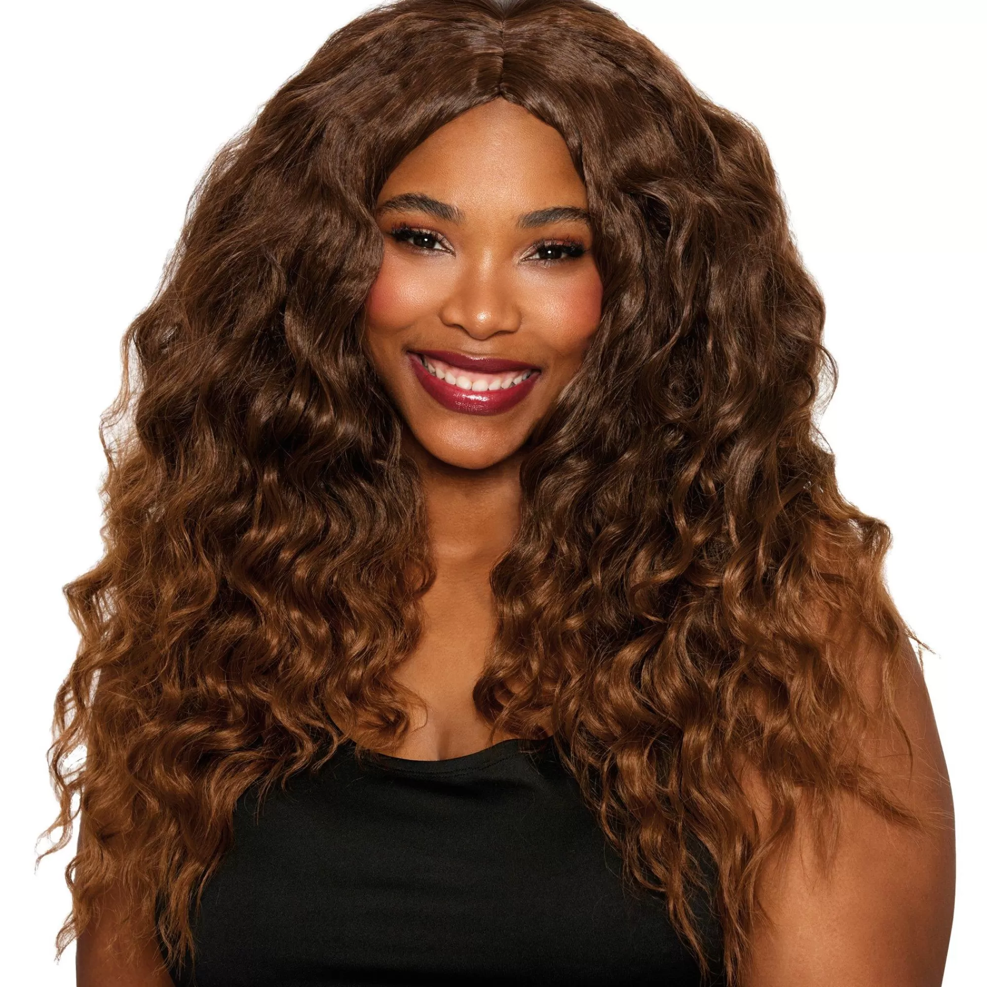 Party City Wigs-Brunette Long Wavy Volume Wig