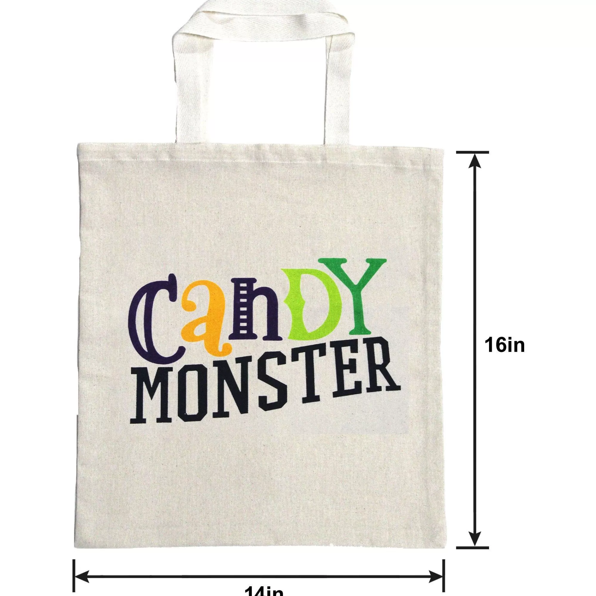 Party City Trick-Or-Treat Bags & Buckets | Candy Monster Cotton Tote Treat Bag, 14In X 16In