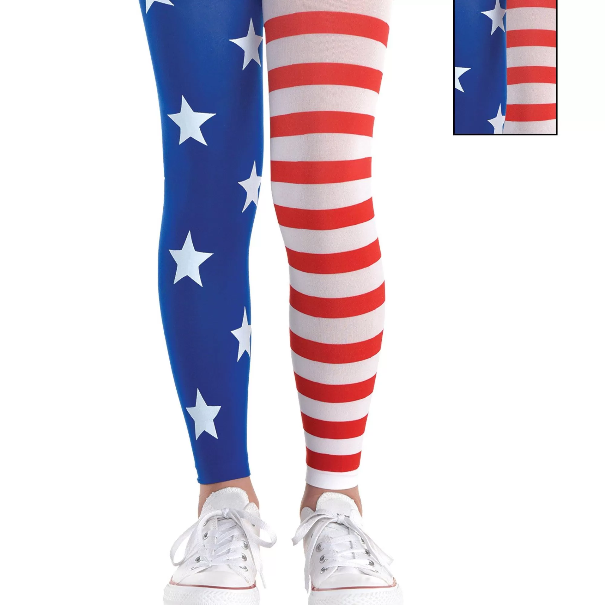 Party City Tights-Child Patriotic Footless Tights