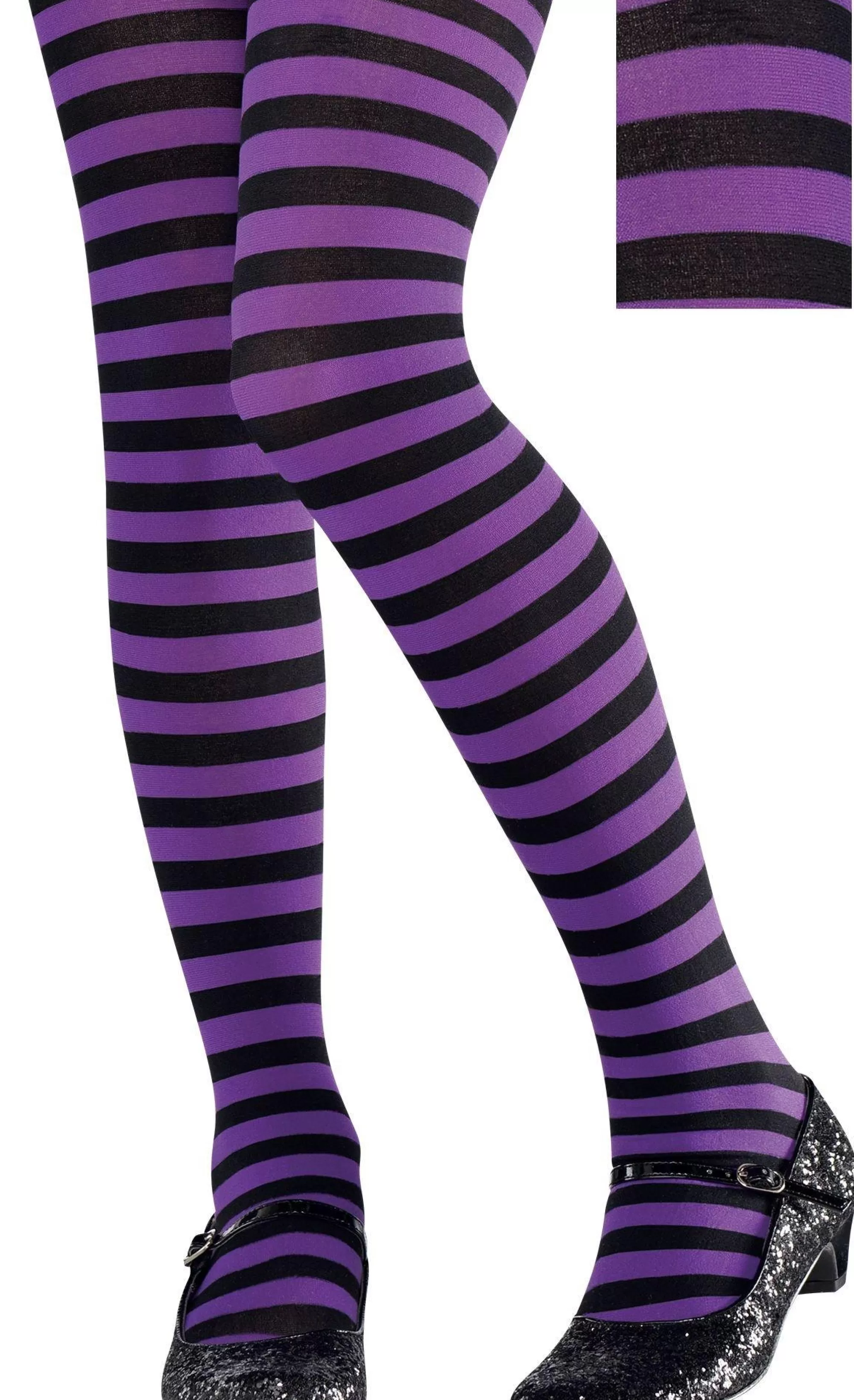 Party City Tights-Child Purple & Black Striped Tights