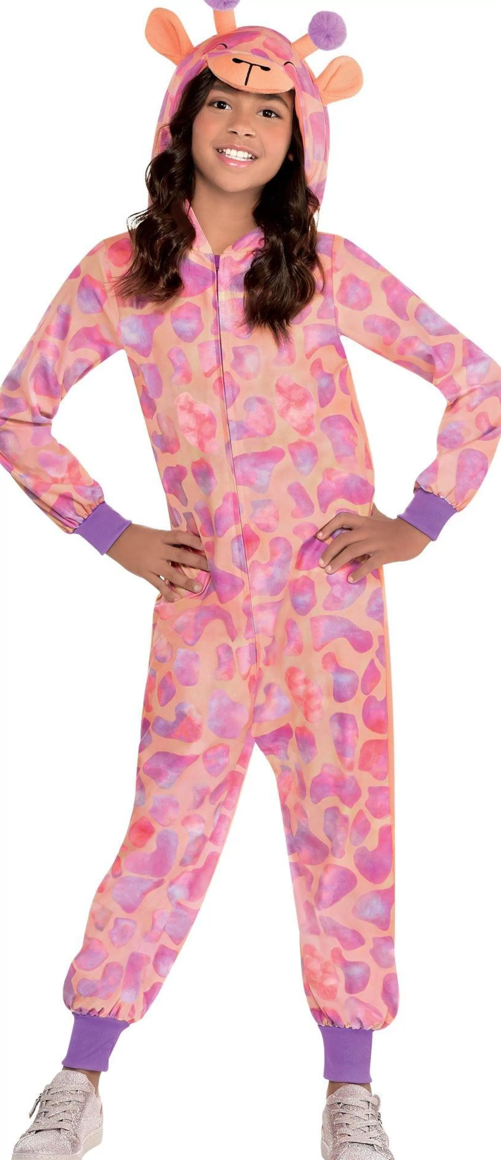 Girl Party City Animal & Bug | Child Zipster Pastel Giraffe One-Piece Costume