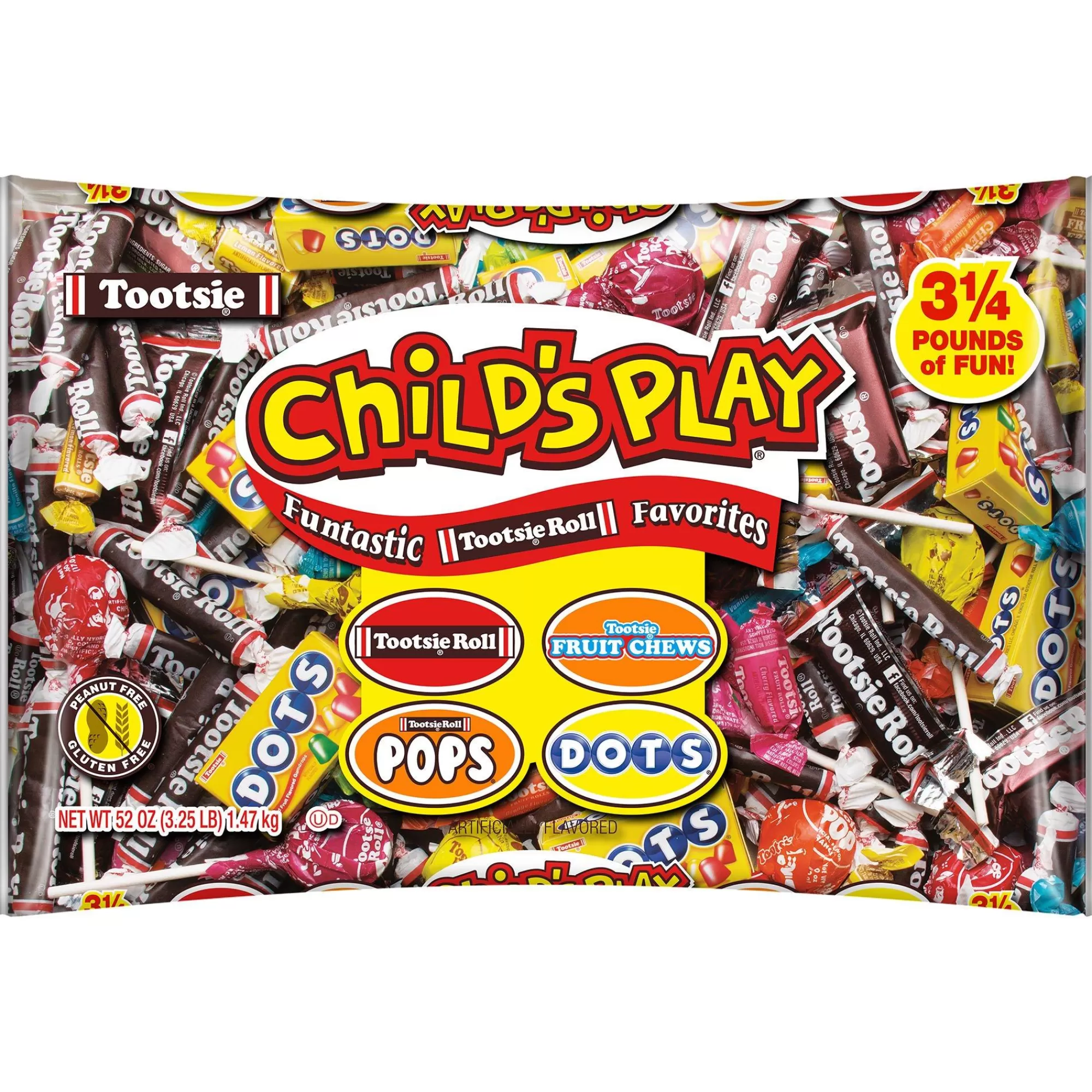 Tootsie Rolls Bulk Candy-Child's Play Tootsie & Dots Candy Mix, 3.25Lb