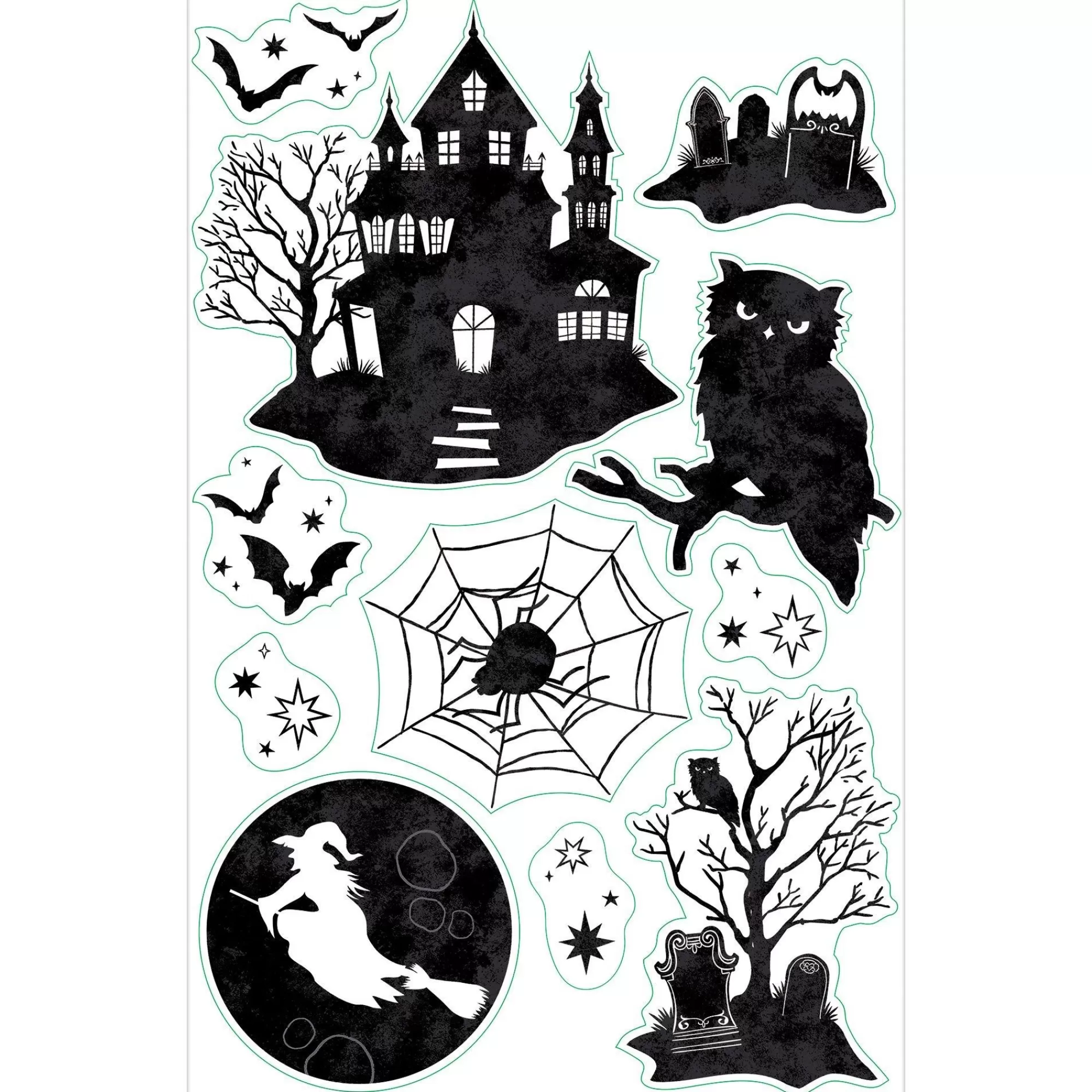 Party City Window & Wall Décor | Classic Black & White Halloween Mythologies Vinyl Cling Decals, 11Ct