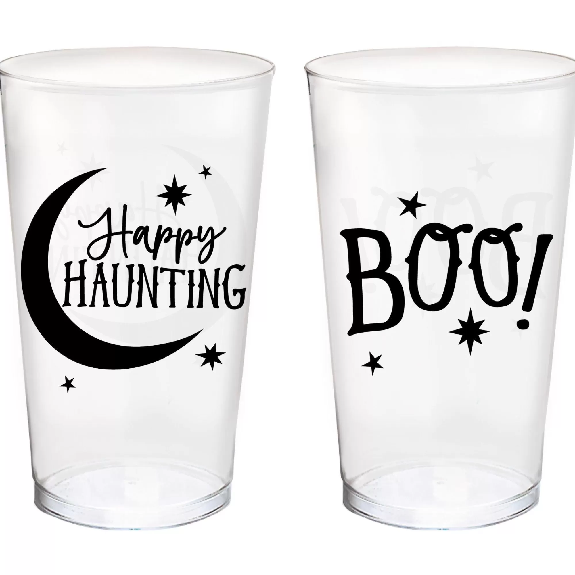 Party City Wicked Haunting | Classic Black & White Halloween Plastic Tumblers, 16Oz, 10Ct