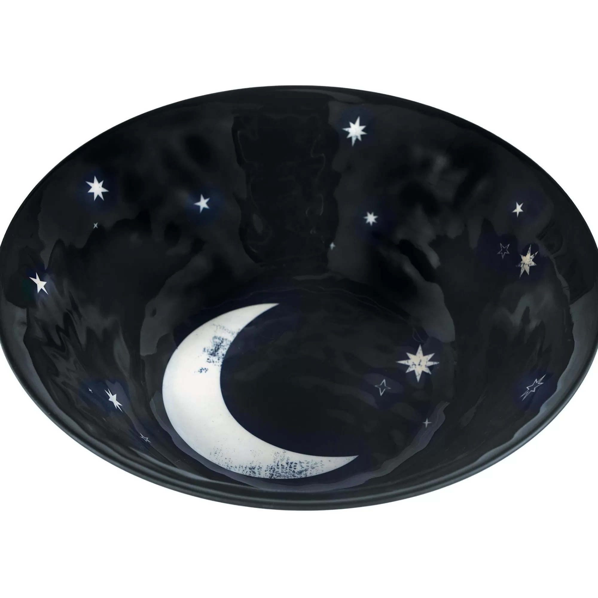 Party City Spiderweb Night | Classic Black & White Moon Textured Melamine Serving Bowl, 80Oz