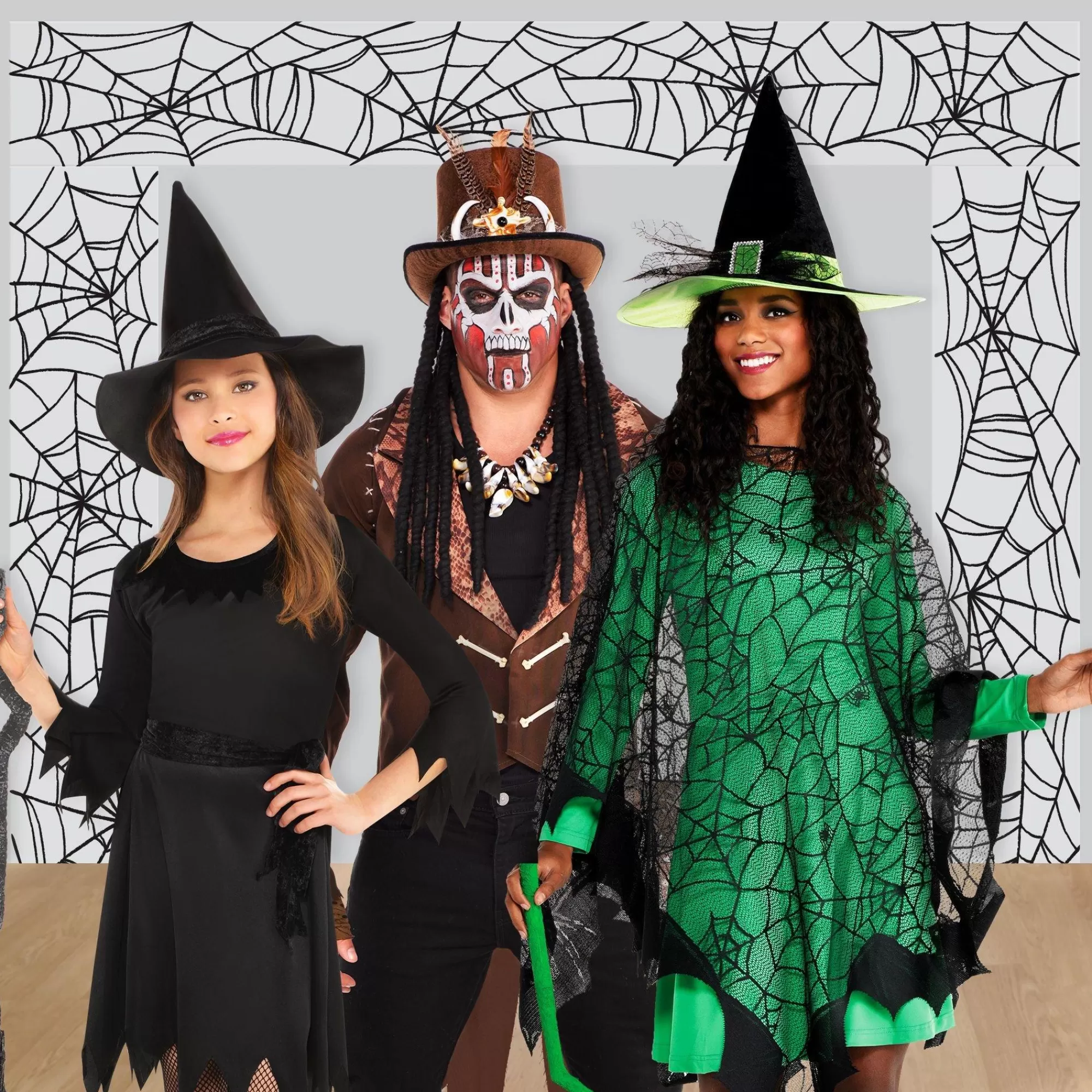 Party City Decorations | Classic Black & White Spiderweb Plastic Scene Setter Add-Ons, 5.4Ft X 5.4Ft