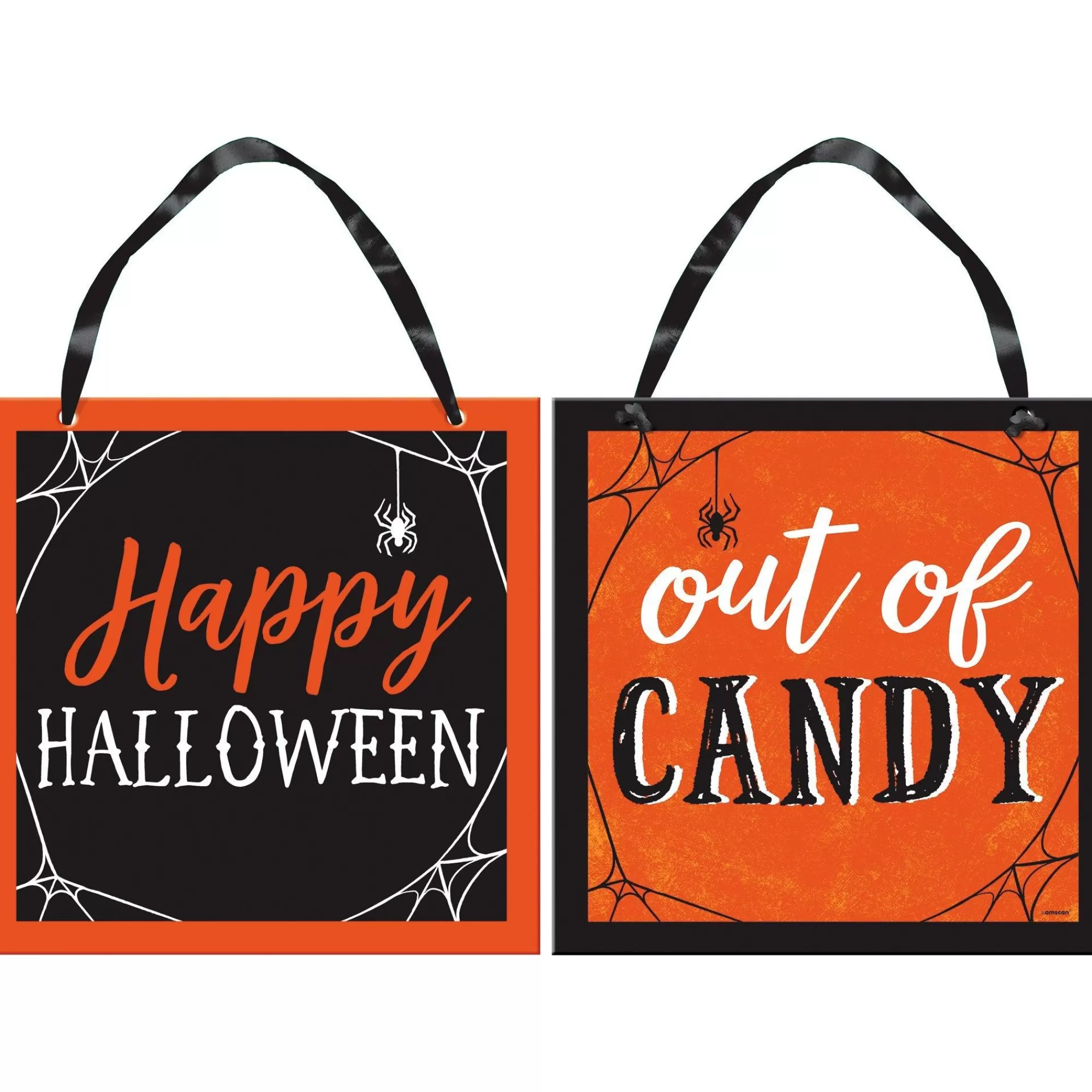 Party City Decorations | Classic Orange & Black Halloween Out Of Candy Reversible Fiberboard Sign, 12In X 12In