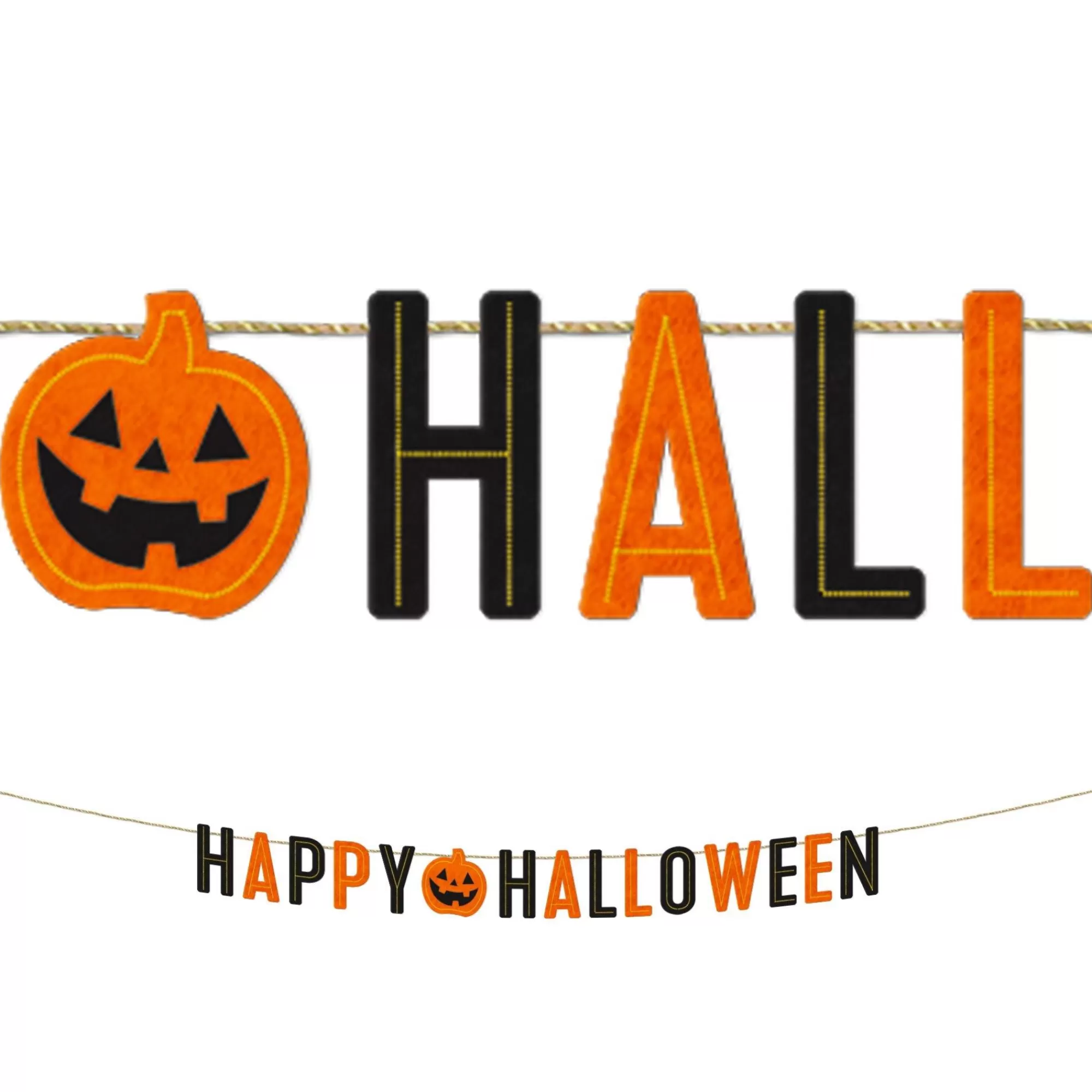 Party City Decorations | Classic Orange & Black Happy Halloween Felt Letter Banner, 5.5Ft