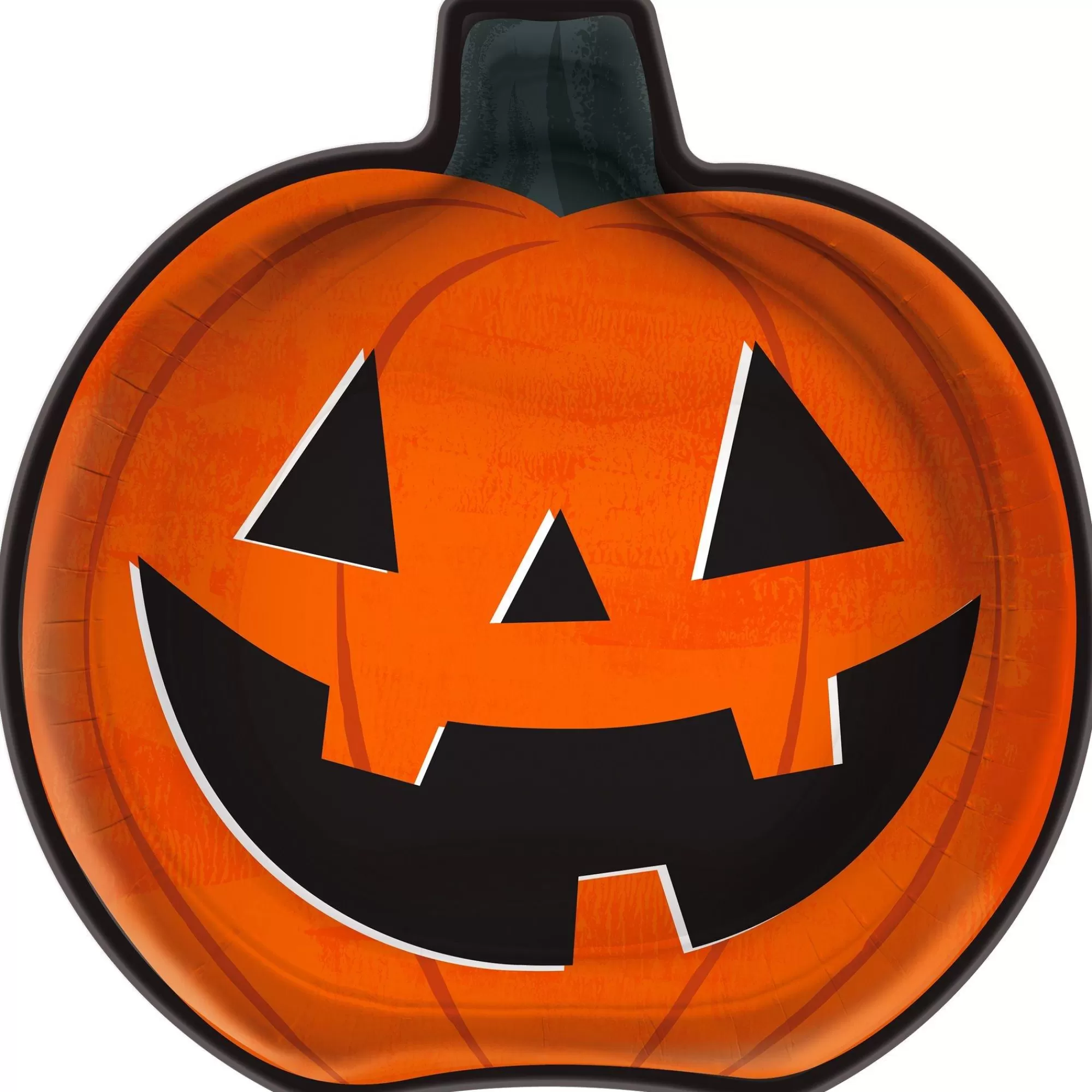 Party City Spooky Friends | Classic Orange & Black Pumpkin-Shaped Jack-O'-Lantern Paper Lunch Plates, 9In, 8Ct