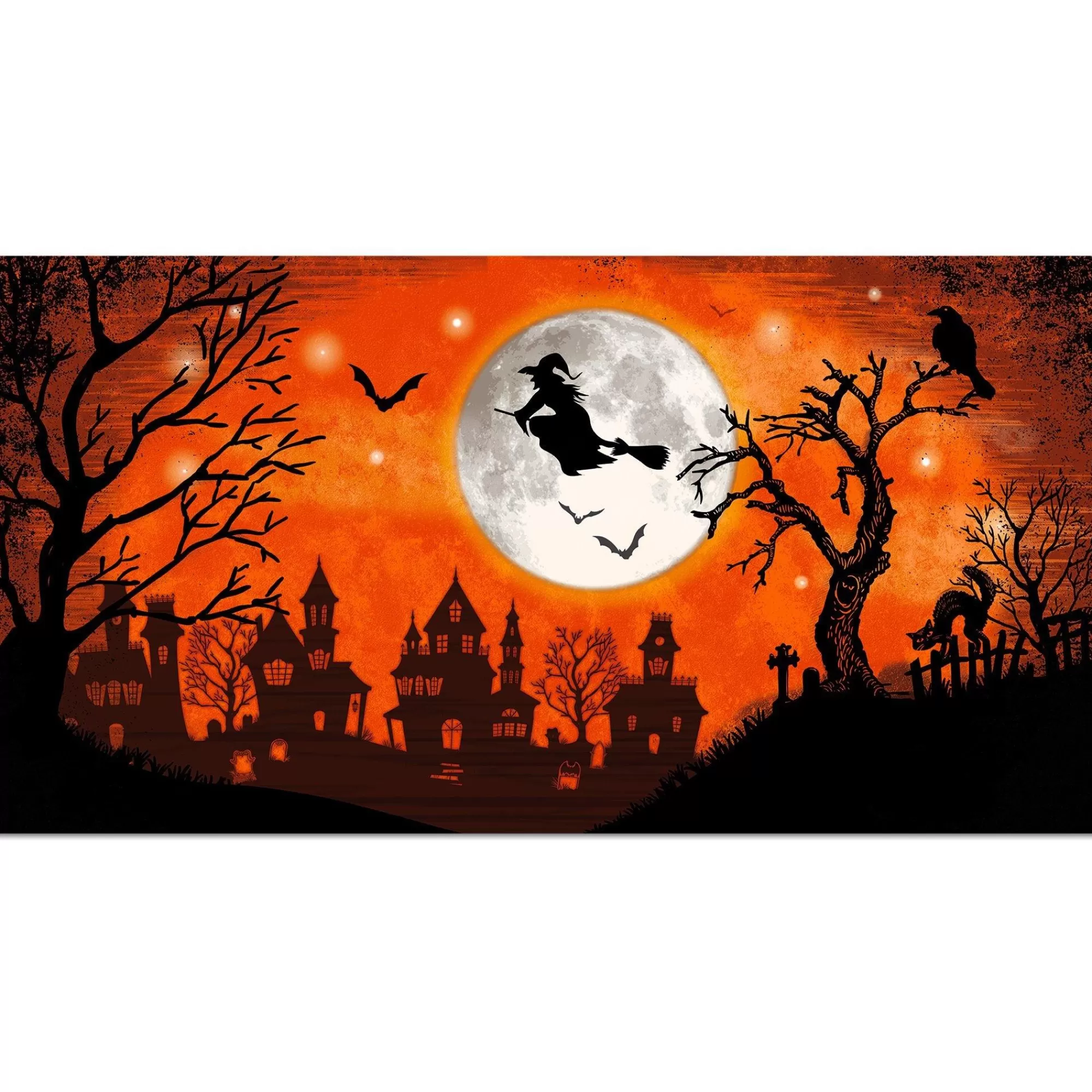 Party City Window & Wall Décor | Classic Orange & Black Witch Plastic Scene Setter Add-On, 5.4Ft X 2.8Ft