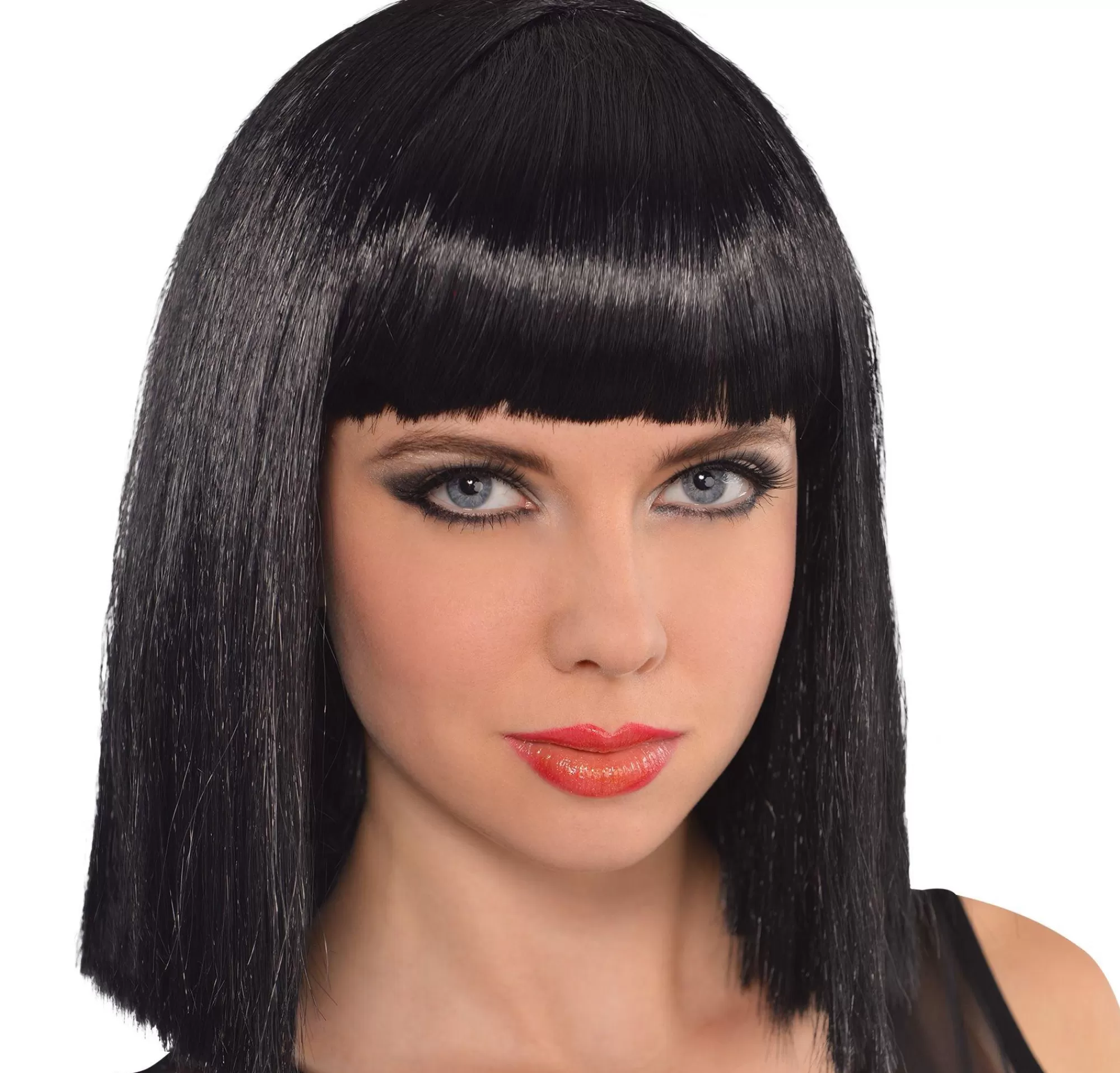 Party City Wigs-Cleopatra Long Blunt Bob Wig With Bangs