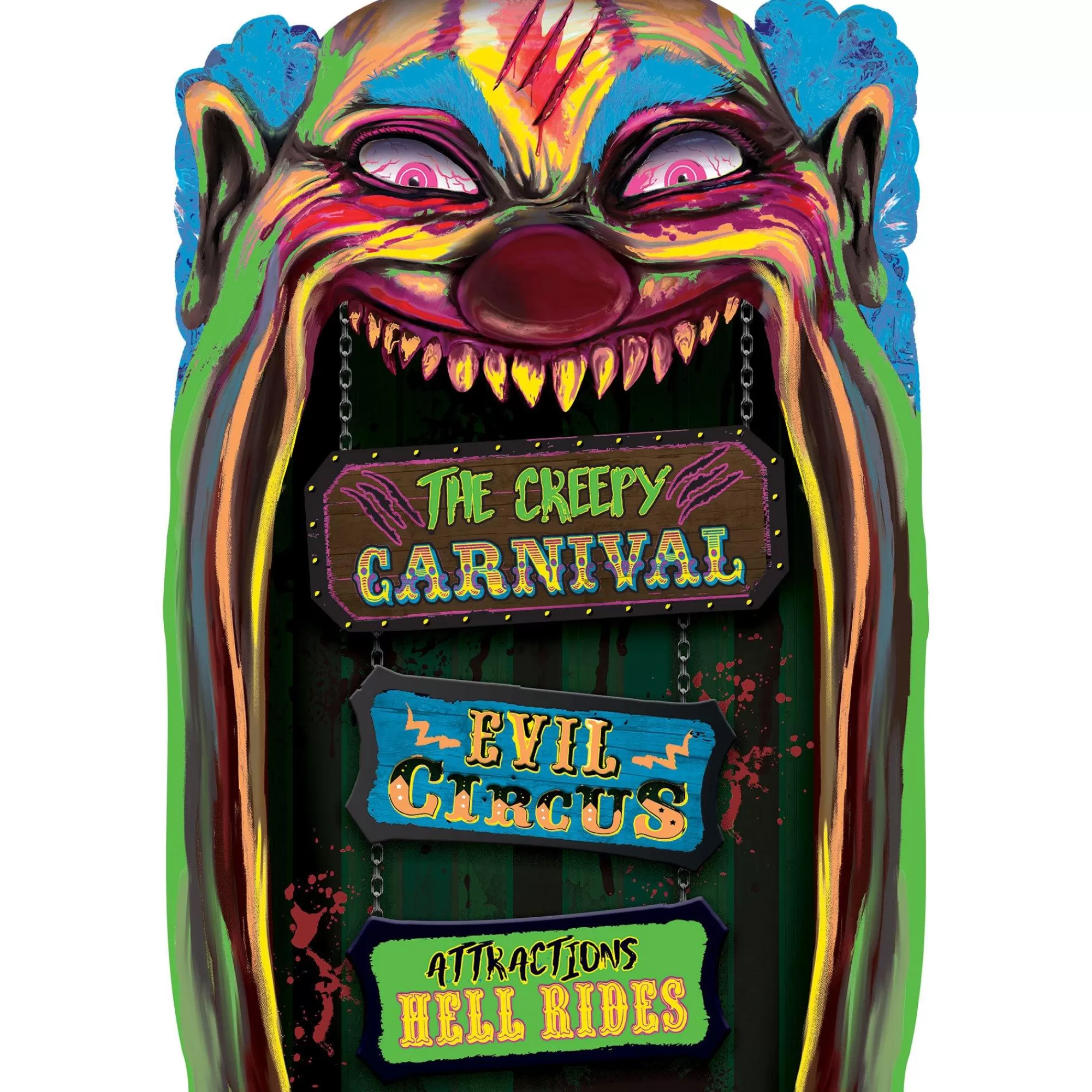 Party City Decorations | Creepy Carnival Black Light Reactive Lenticular Plastic Cutout, 12In X 18In