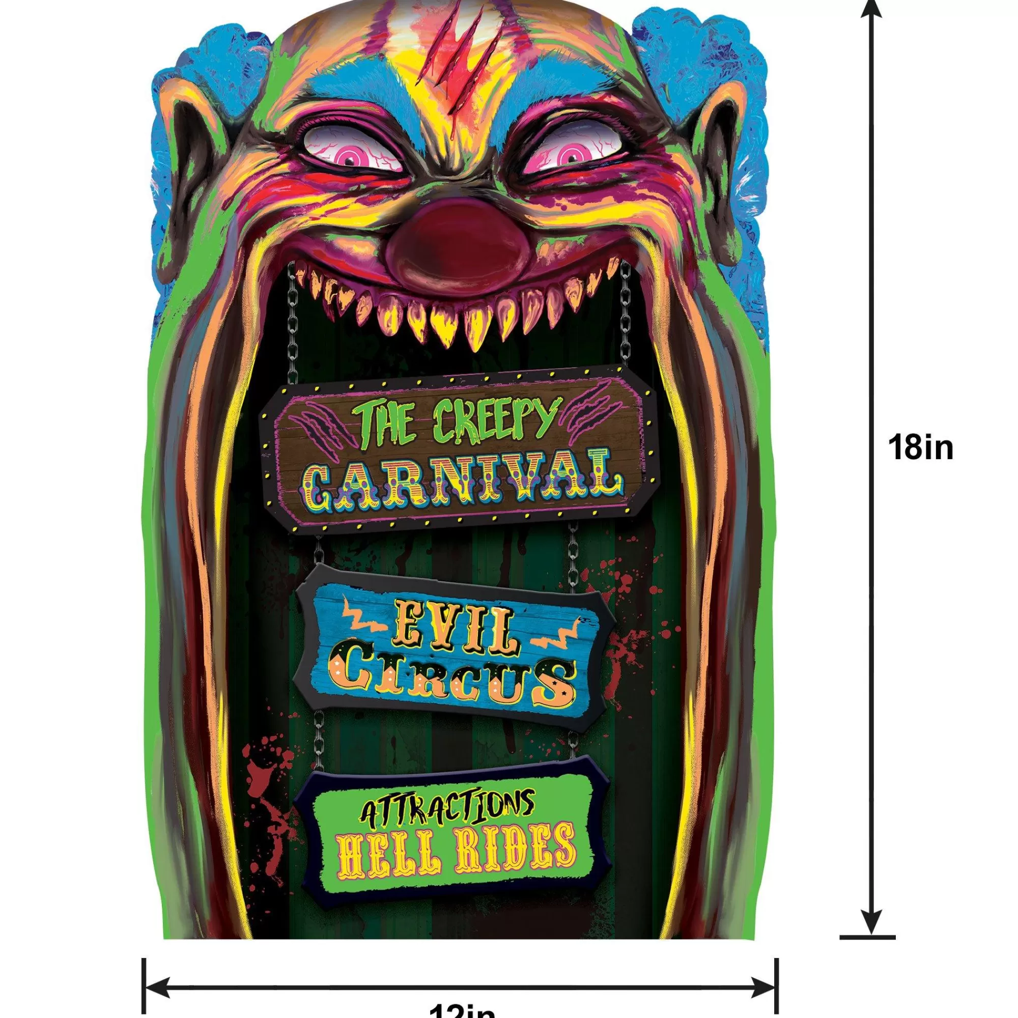 Party City Creepy Carnival | Creepy Carnival Black Light Reactive Lenticular Plastic Cutout, 12In X 18In