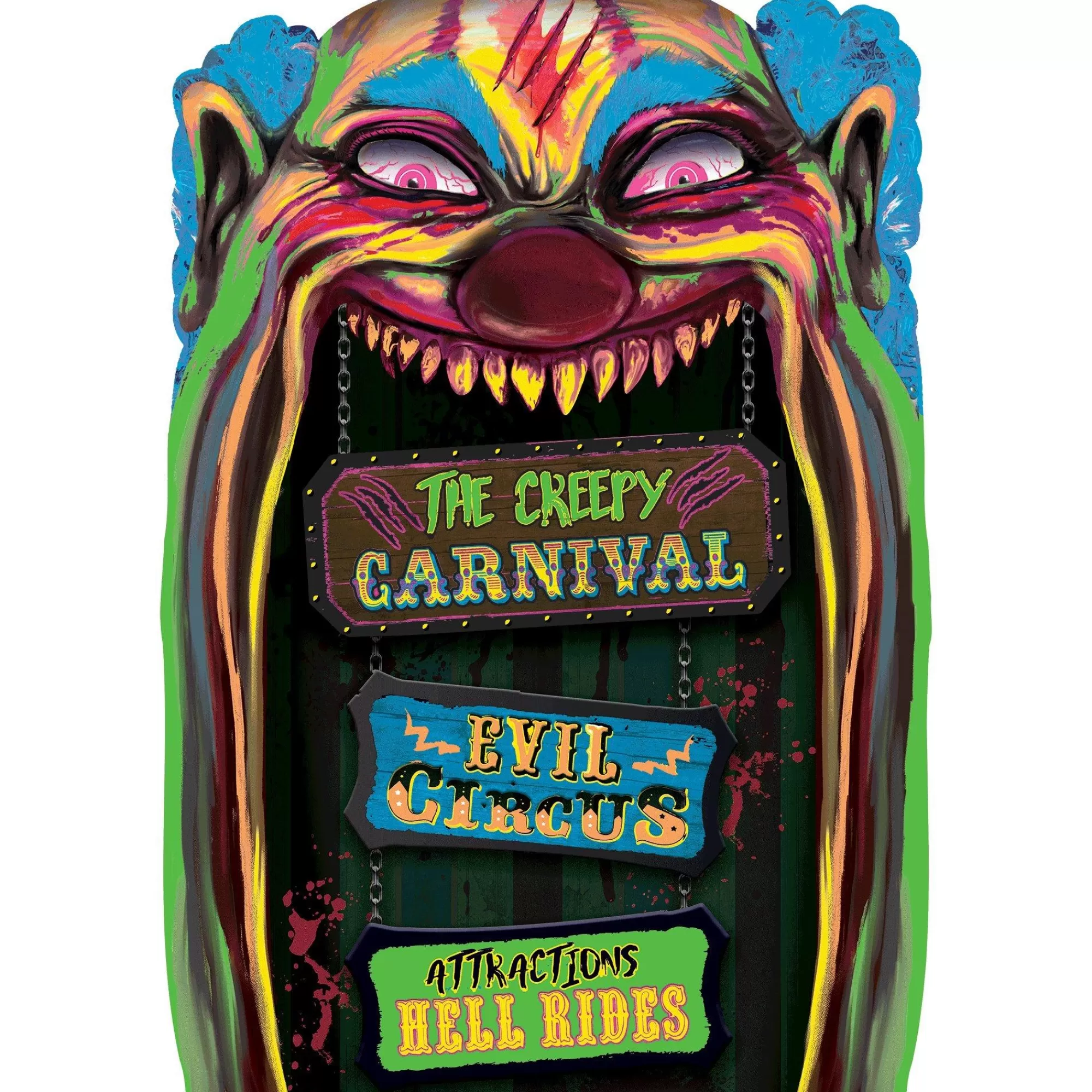 Party City Creepy Carnival | Creepy Carnival Black Light Reactive Lenticular Plastic Cutout, 12In X 18In