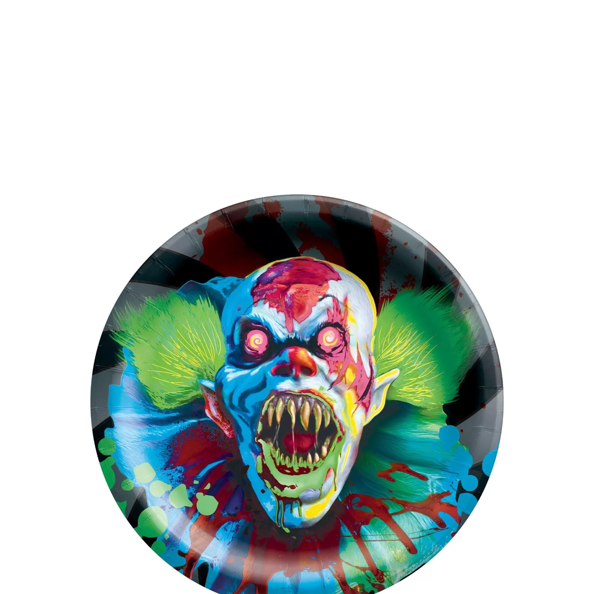 Party City Creepy Carnival | Creepy Carnival Black Light Reactive Paper Dessert Plates, 6.75In, 20Ct