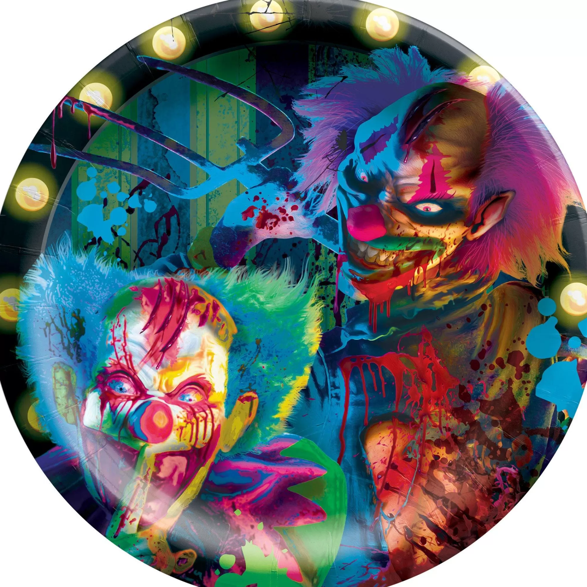Party City Creepy Carnival | Creepy Carnival Black Light Reactive Paper Dinner Plates, 10In, 20Ct