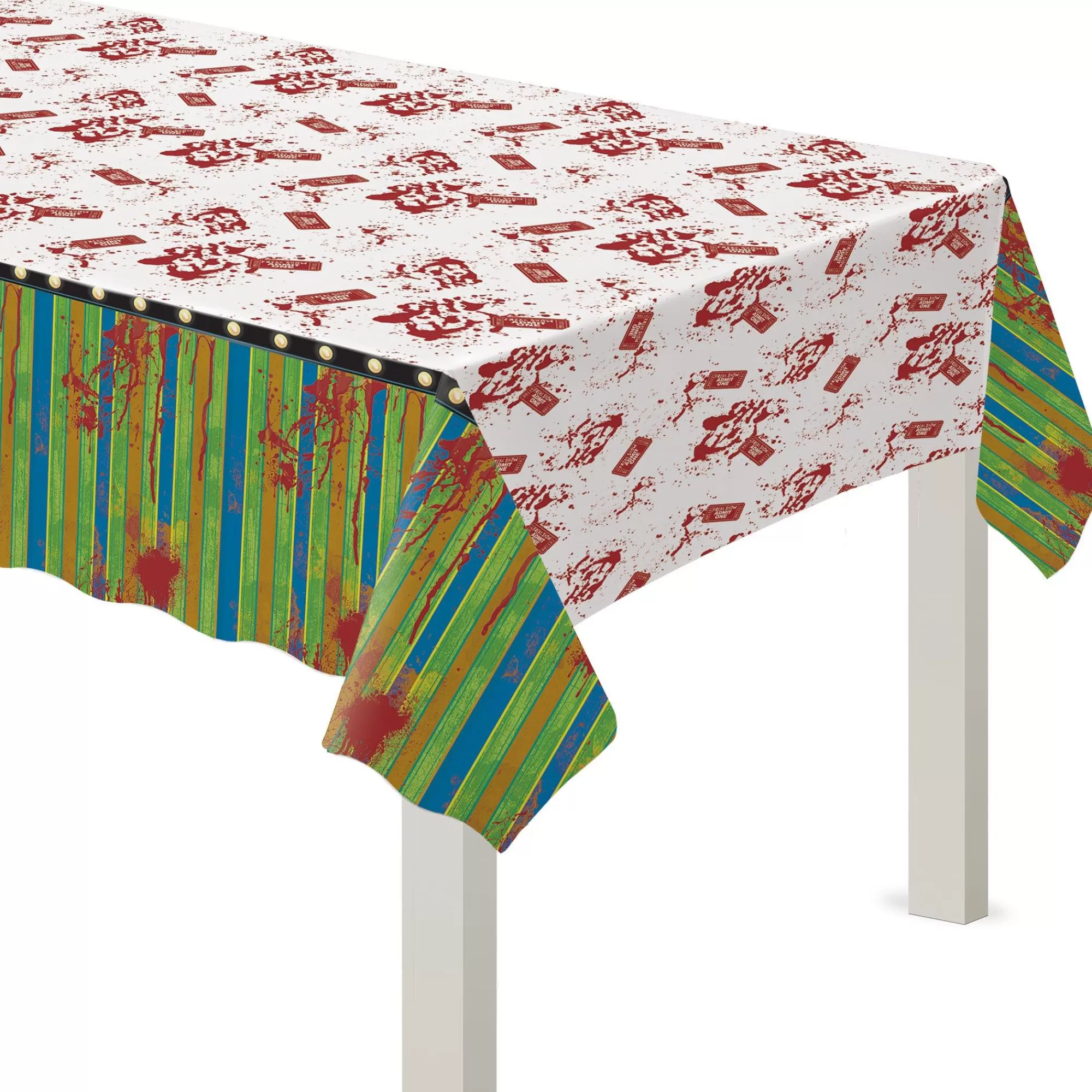 Party City Creepy Carnival | Creepy Carnival Black Light Reactive Plastic Table Cover, 54In X 102In
