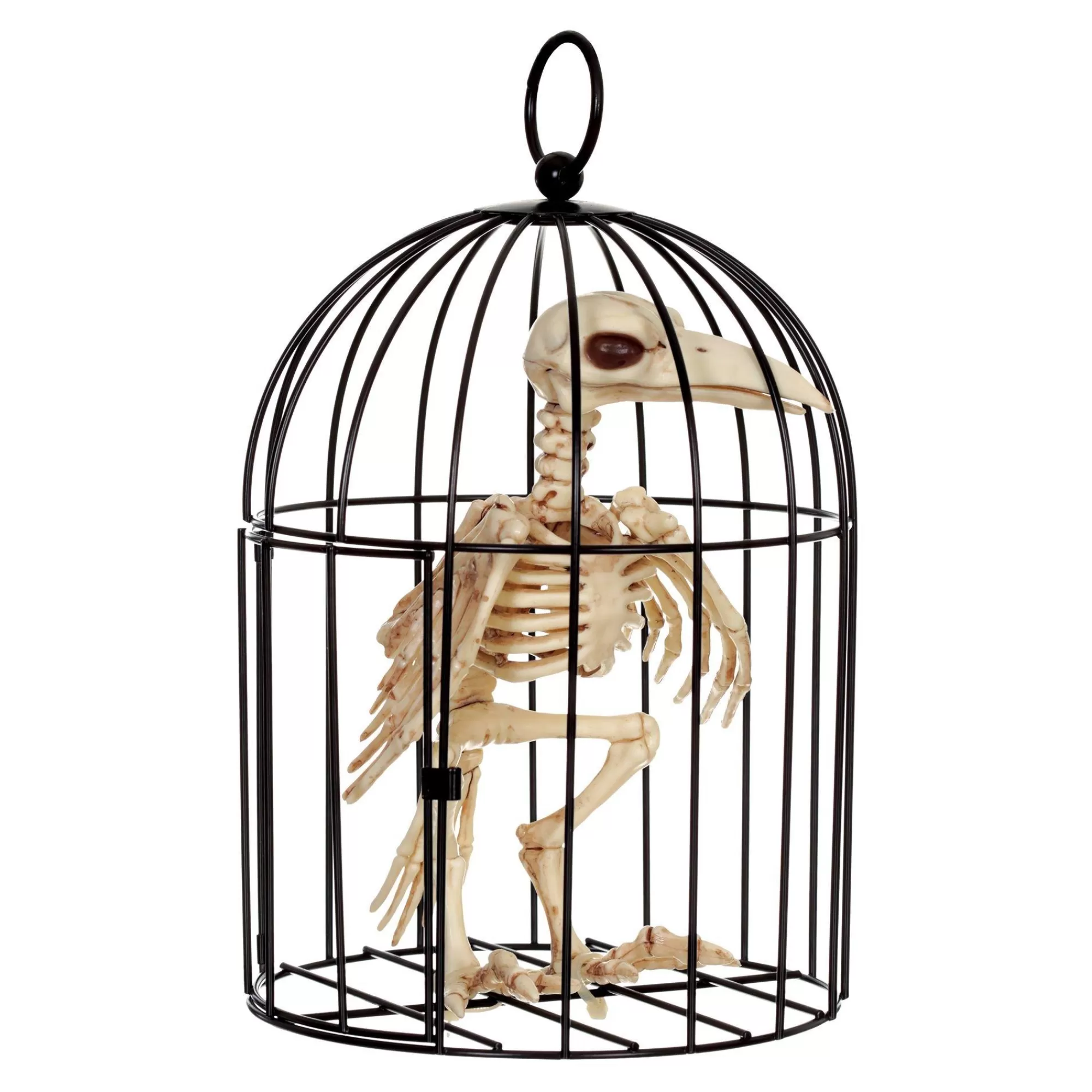 Party City Creatures | Crow Skeleton In Metal Cage Decoration, 6.75In X 9.75In