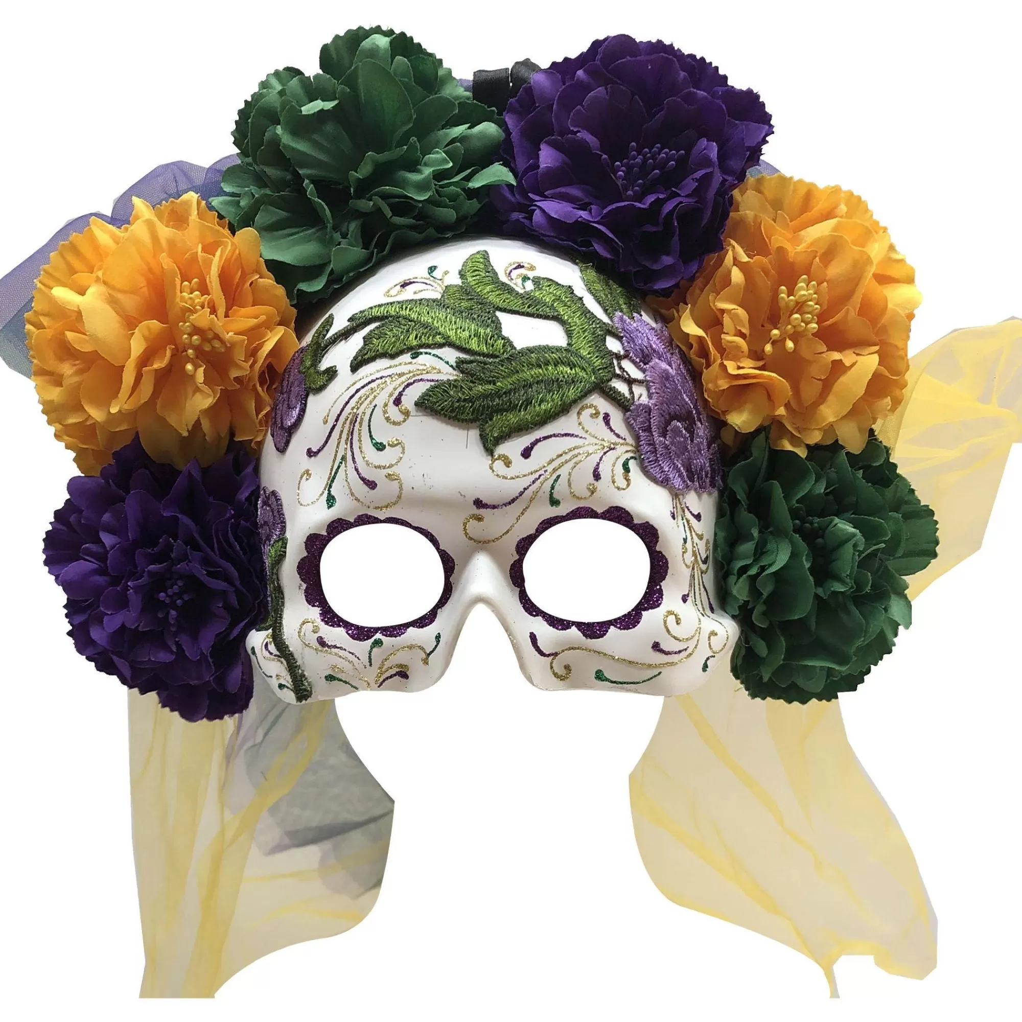 Party City Masquerade-Day Of The Dead Veil Half Mask