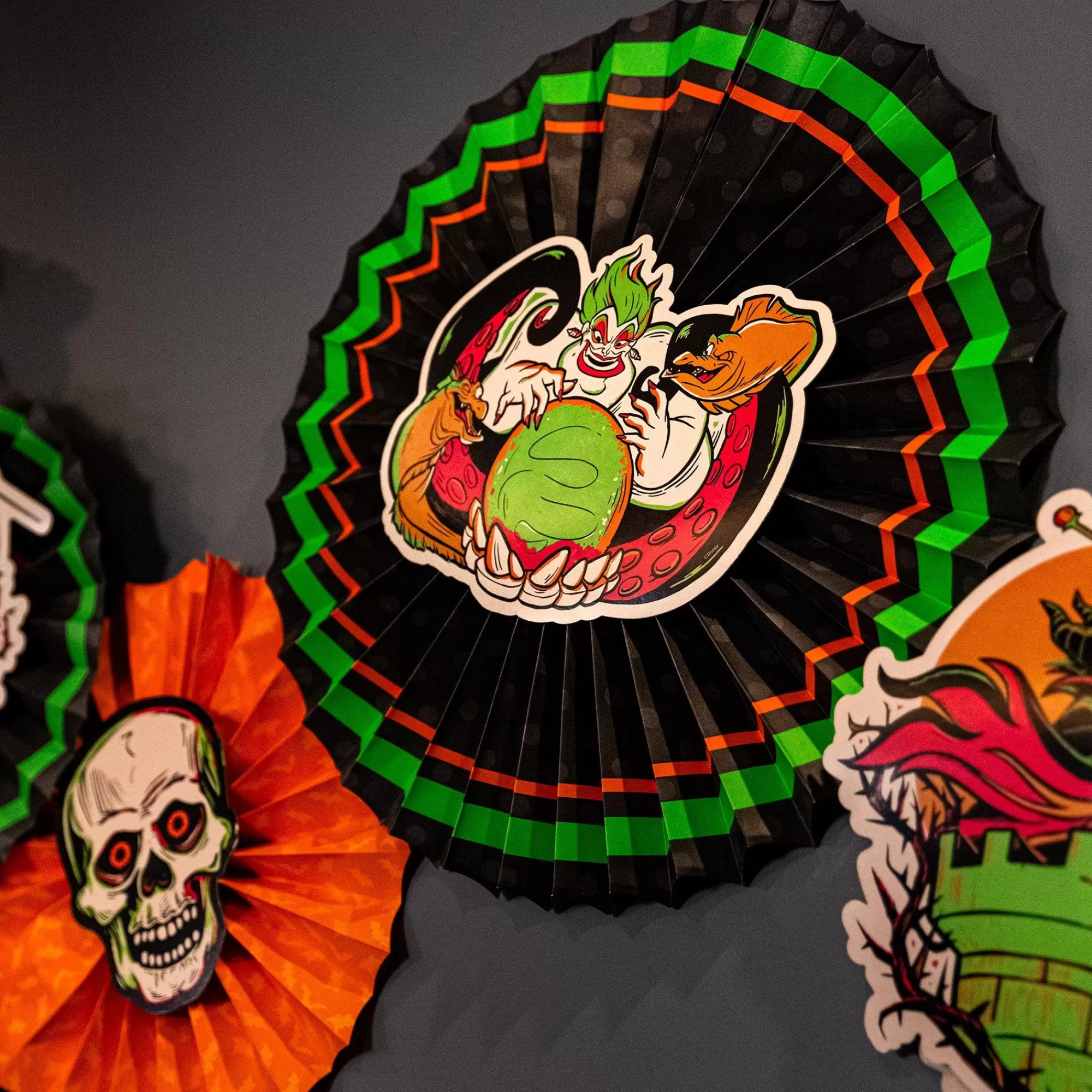 Party City Disney Villains | Disney Villains Halloween Paper Fan Decorating Kit, 17Pc