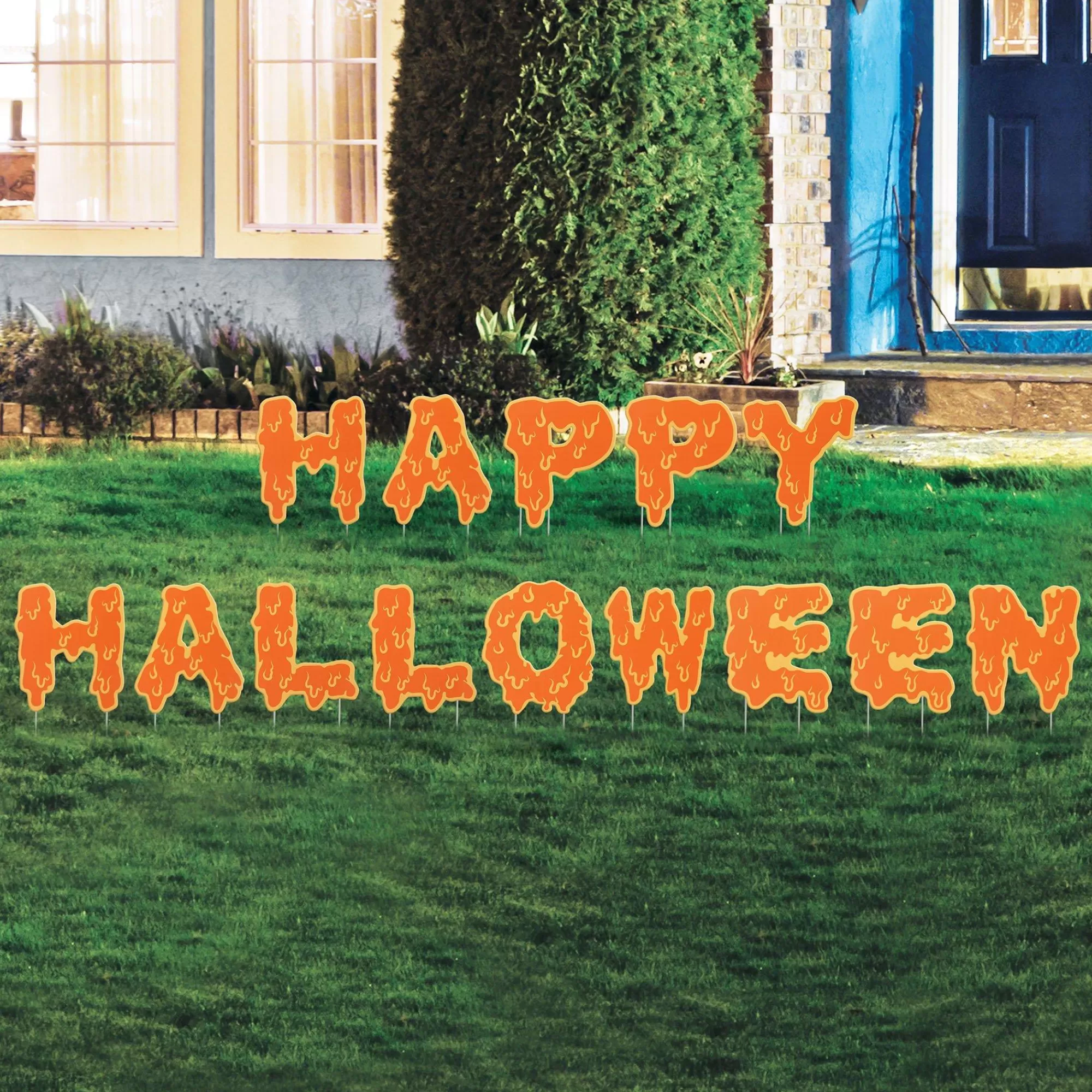 Party City Decorations | Dripping Happy Halloween Plastic & Metal Yard Sign Set, 15In Letters, 14Pc