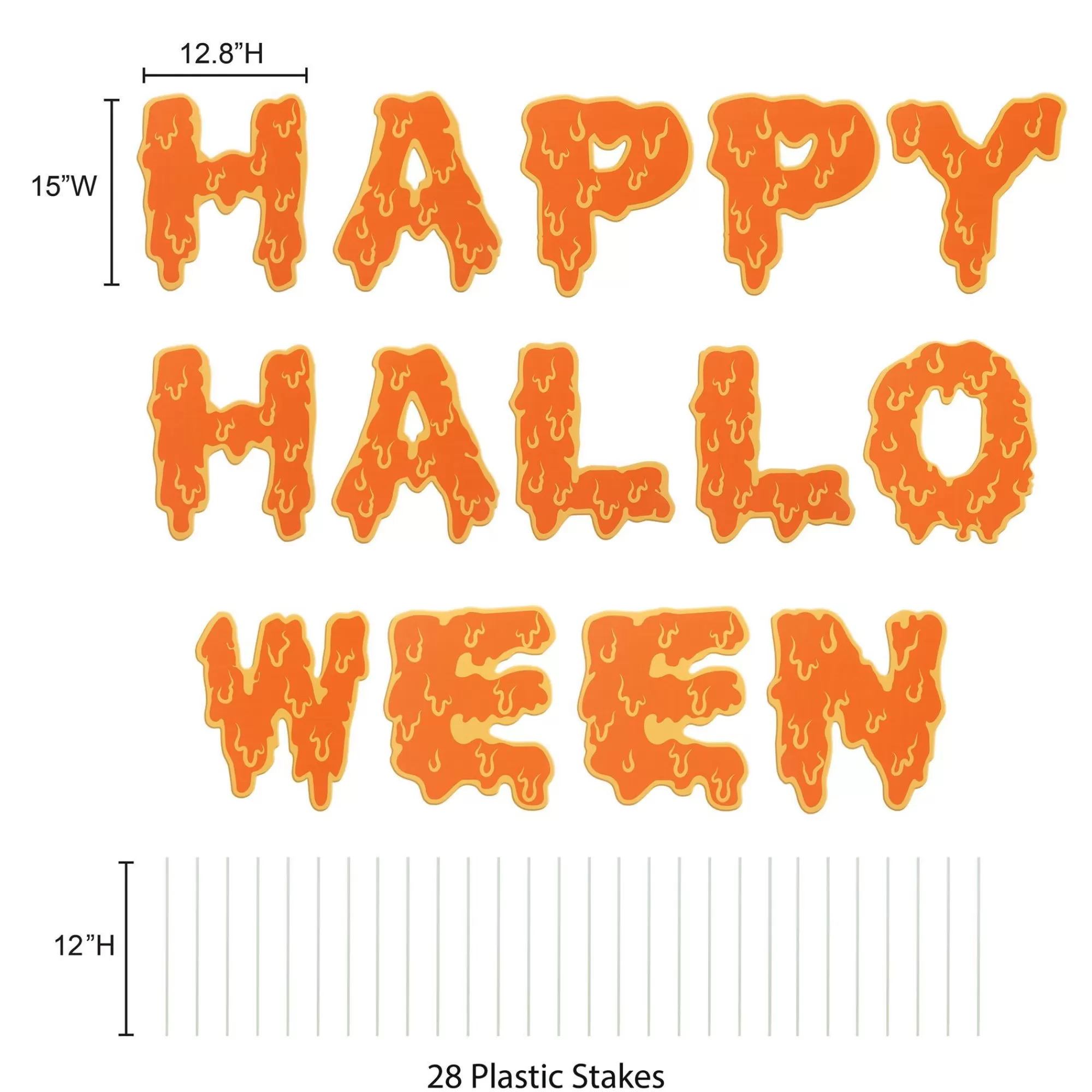 Party City Decorations | Dripping Happy Halloween Plastic & Metal Yard Sign Set, 15In Letters, 14Pc