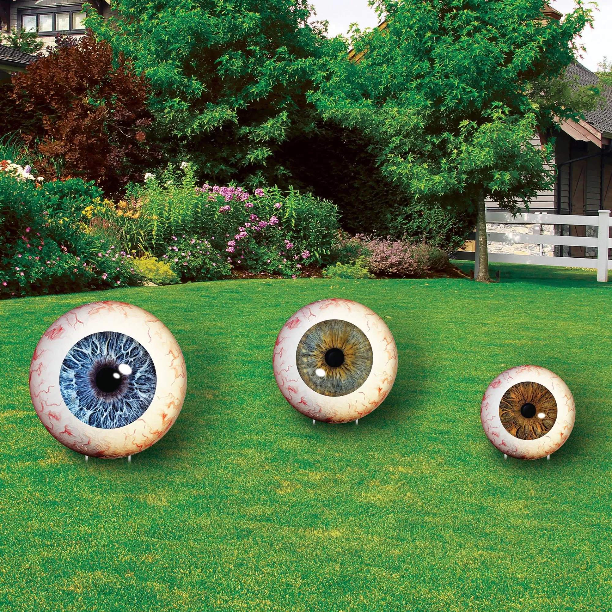 Party City Decorations | Eyes On You Plastic & Metal Yard Sign Set, 3Pc