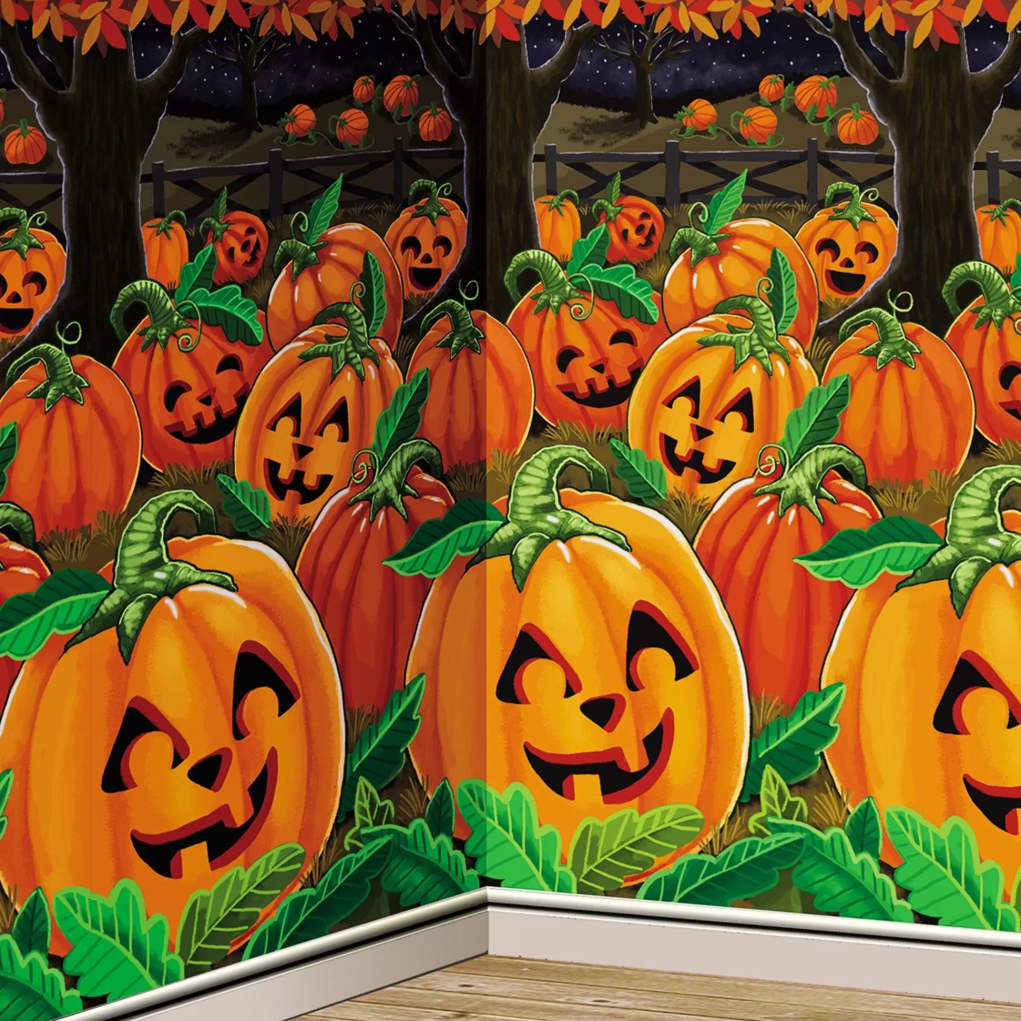 Party City Decorations | Family Friendly Pumpkin Patch Plastic Scene Setter Room Roll, 40Ft