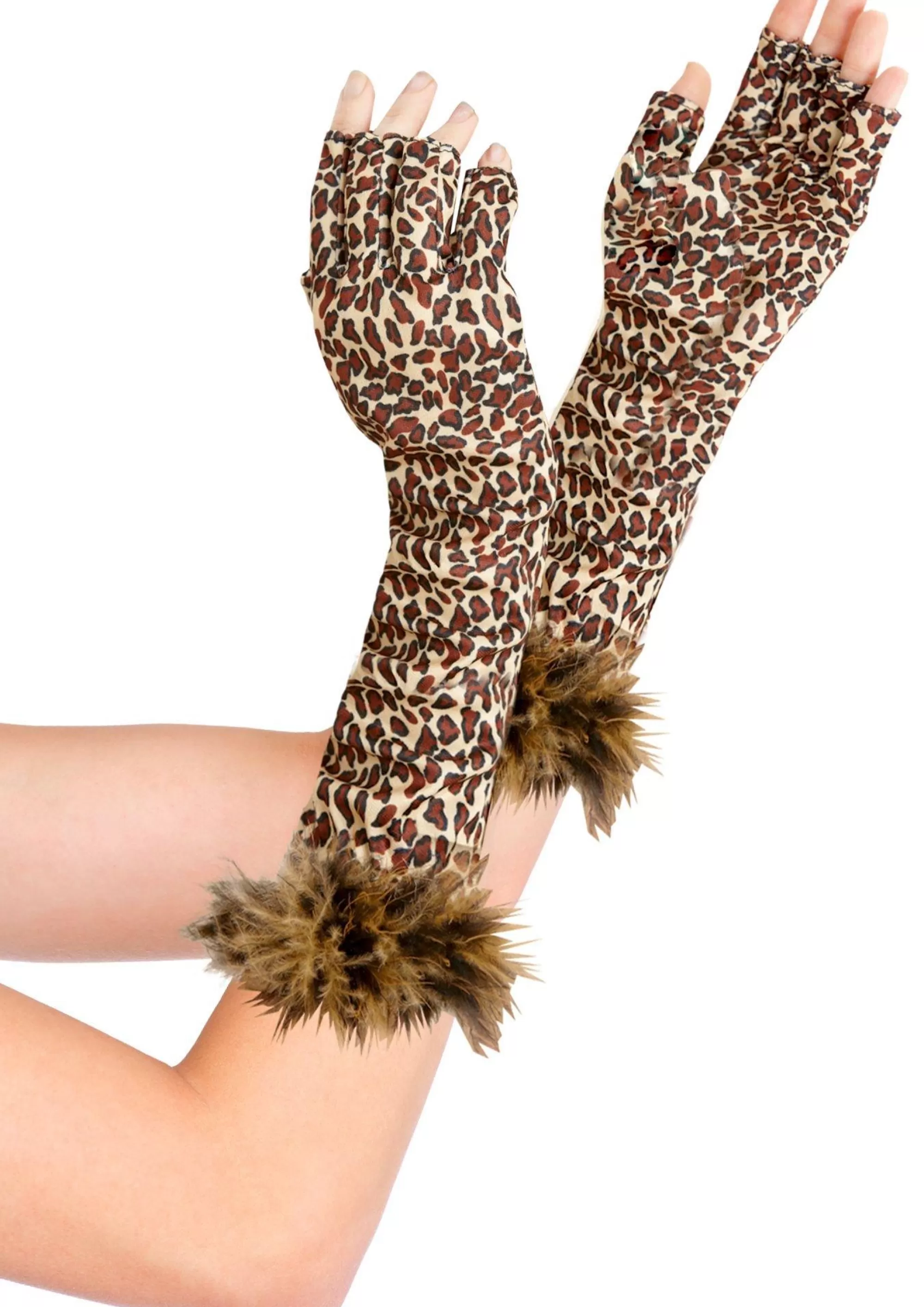 Party City Gloves-Fingerless Leopard Print Gloves