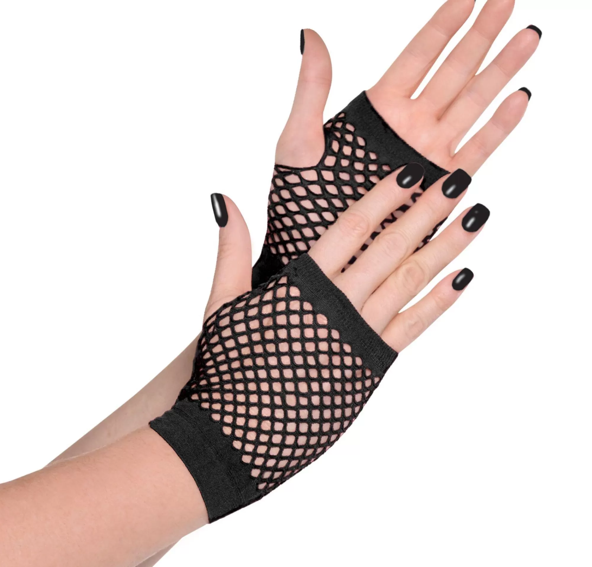 Party City Gloves-Fishnet Glovelettes Black