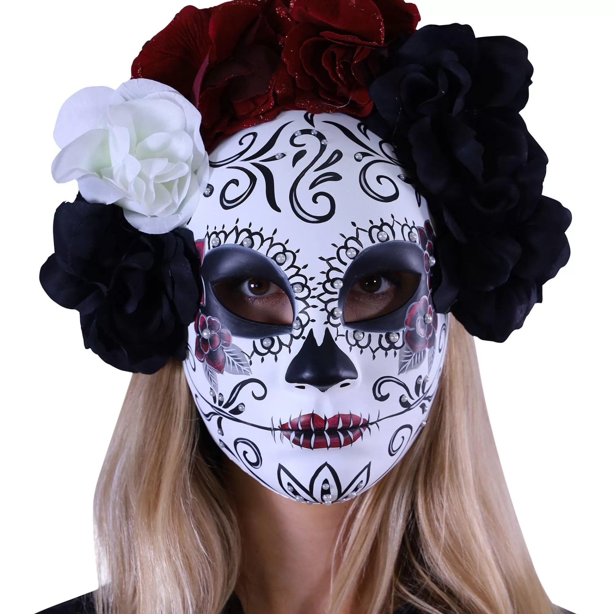 Party City Masquerade-Flower Crown Calavera Day Of The Dead Mask