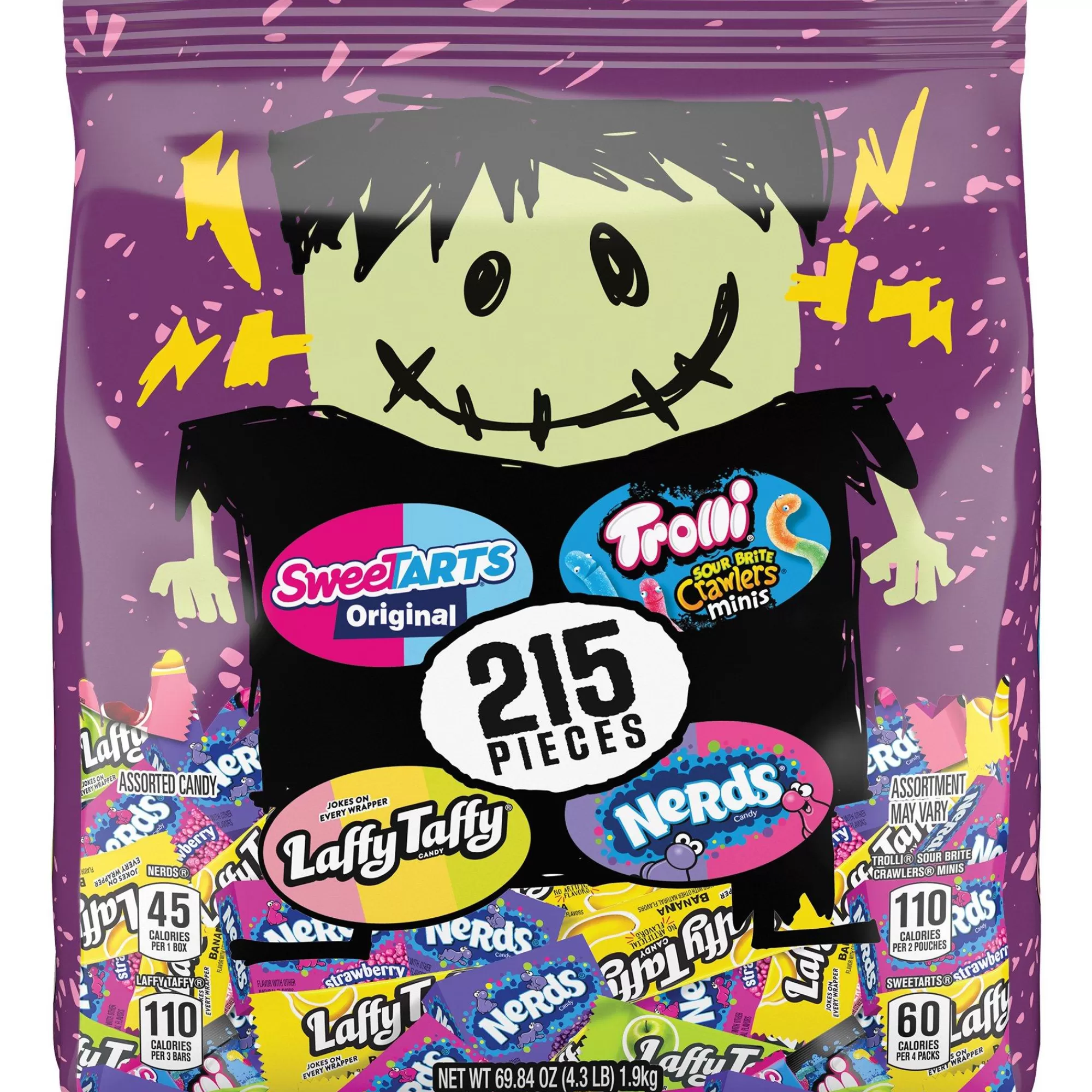 Party City Bulk Candy-Franken-Favorites Halloween Chewy Candy Mix, 74.36Oz, 225Pc