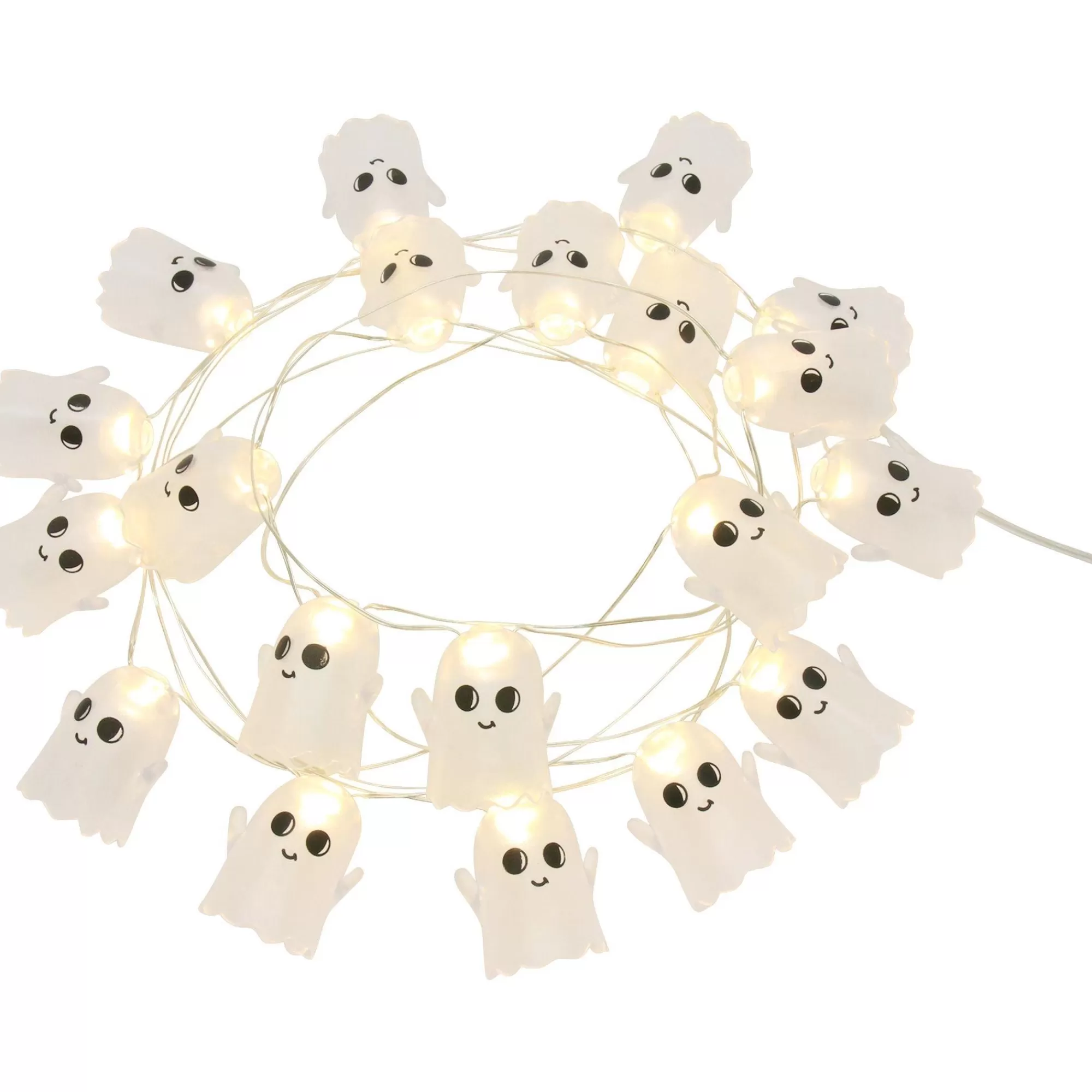 Party City Strobe Lights & Black Lights | Friendly Ghost Halloween Led Plastic String Lights, 20 Bulbs, 6.3Ft