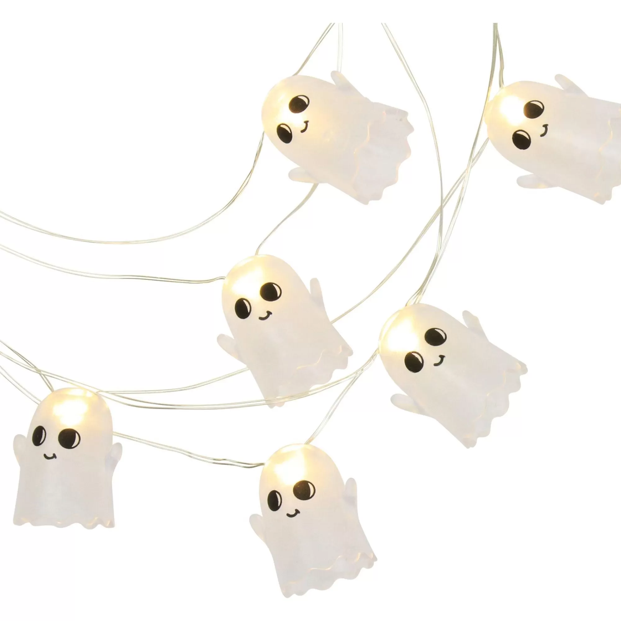Party City Strobe Lights & Black Lights | Friendly Ghost Halloween Led Plastic String Lights, 20 Bulbs, 6.3Ft