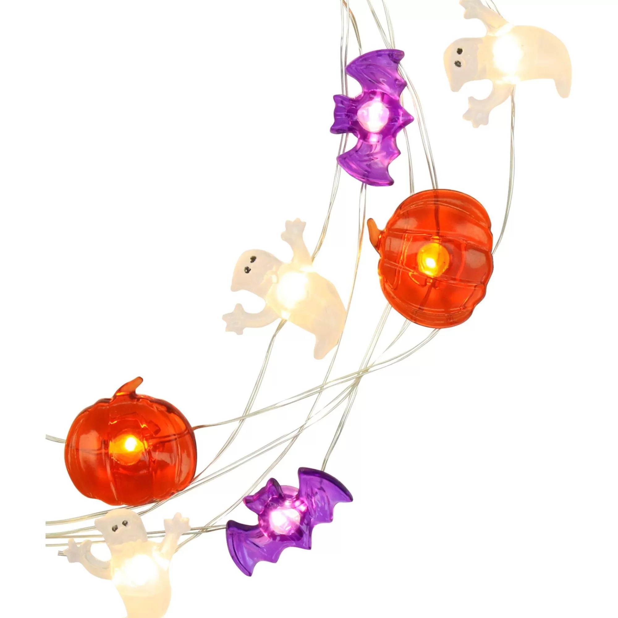 Party City Strobe Lights & Black Lights | Ghost, Bat & Pumpkin Halloween Led Plastic String Lights, 20 Bulbs, 6.3Ft