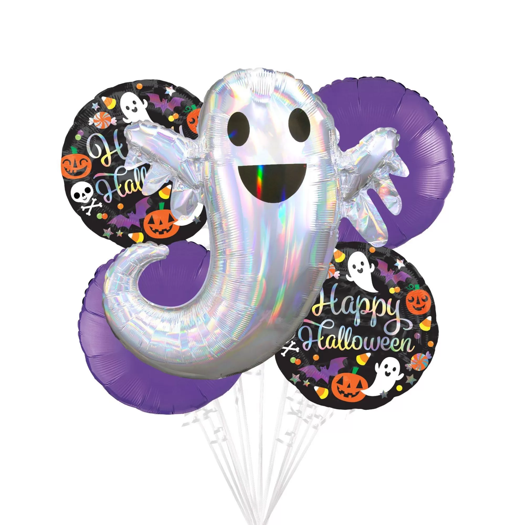 Party City Balloons | Ghostly Happy Halloween Balloon Bouquet, 5Pc