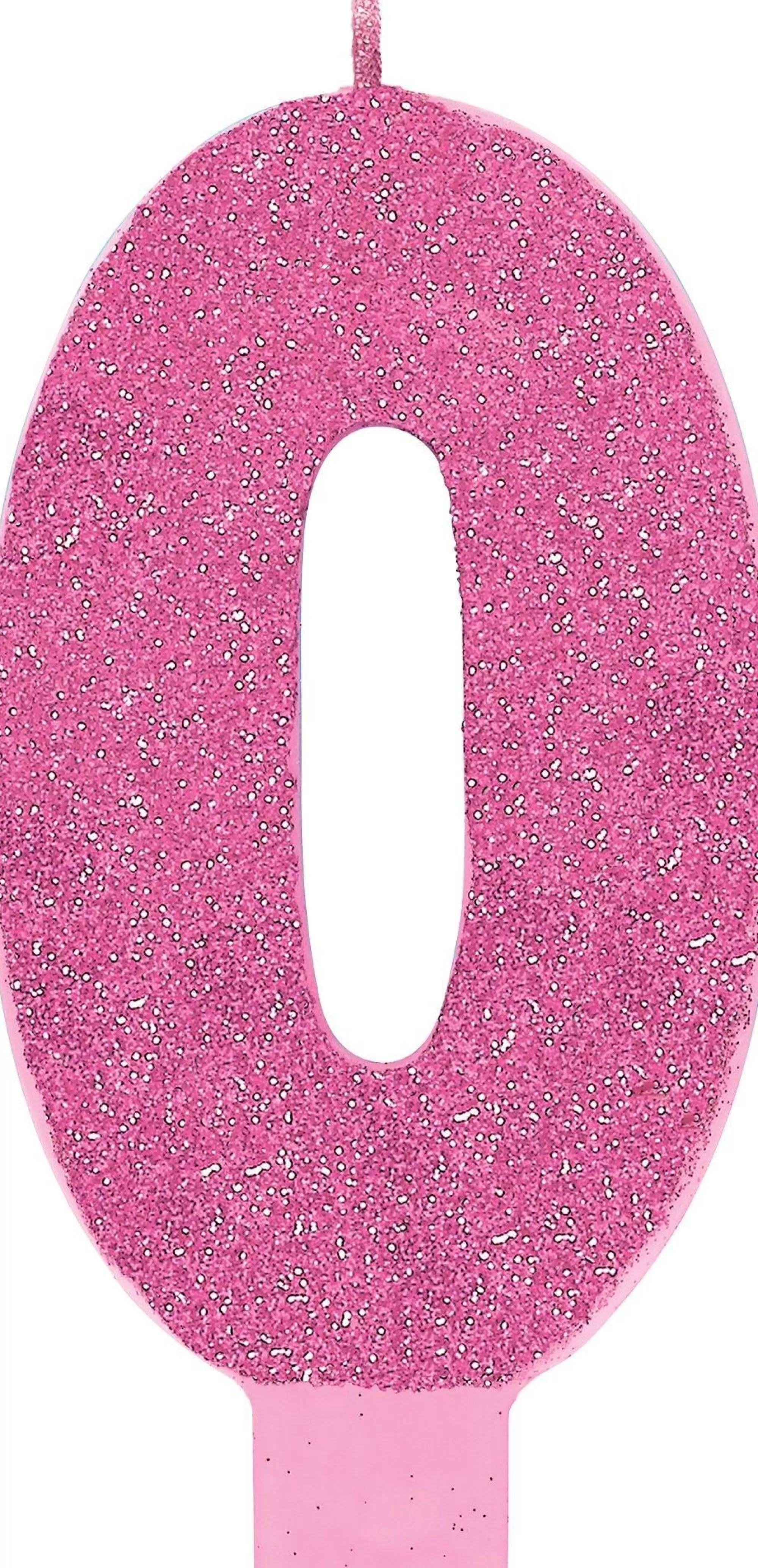 Party City Baking Supplies-Giant Glitter Pink Number 0 Birthday Candle