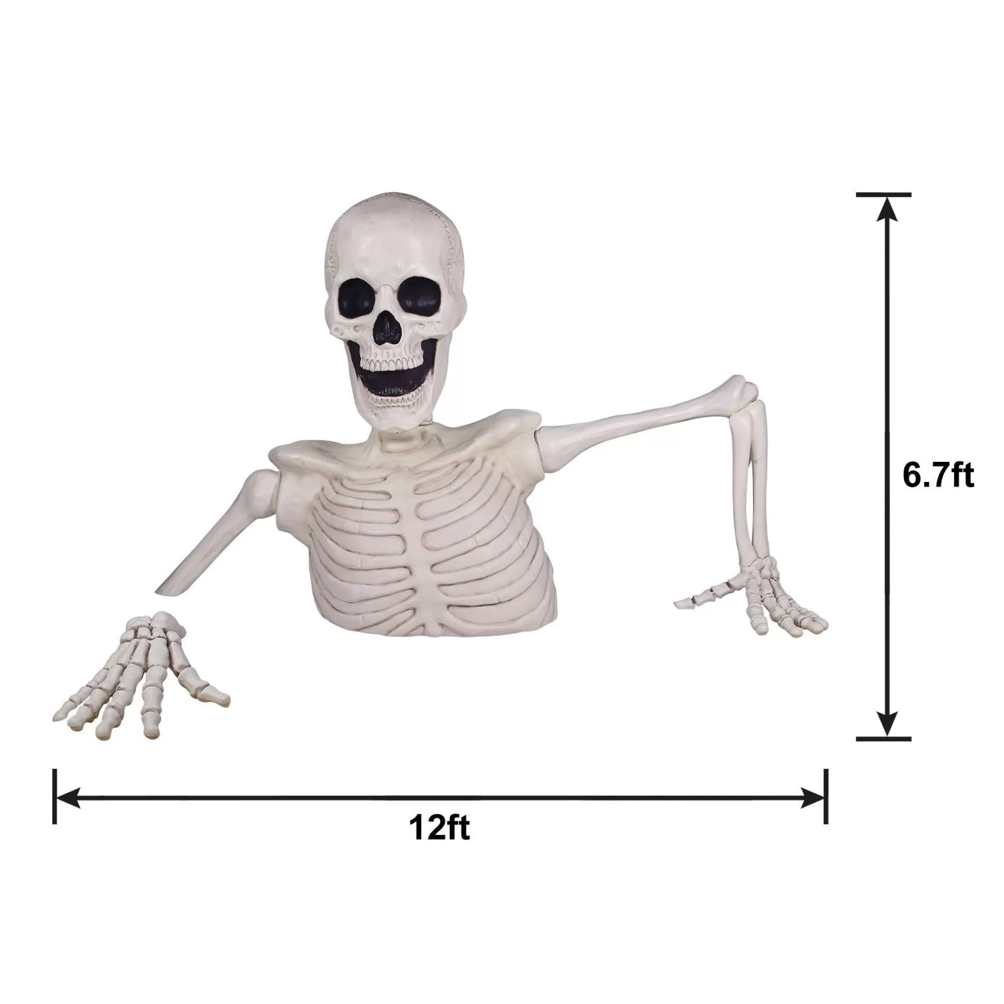 Party City Creatures | Giant Rattles The Groundbreaking Skeleton Plastic Yard Decorating Kit, 8Pc