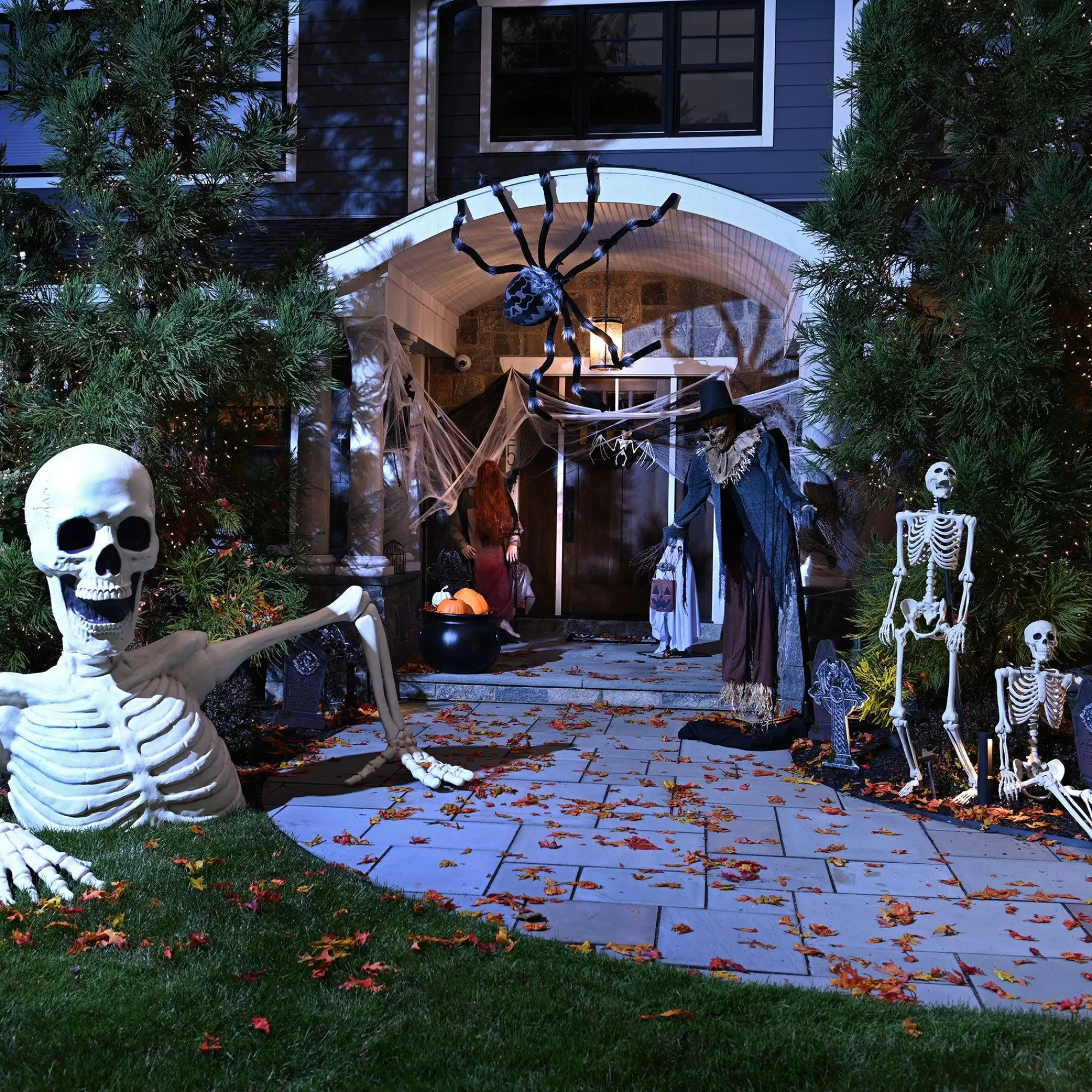 Party City Skeletons | Giant Rattles The Groundbreaking Skeleton Plastic Yard Decorating Kit, 8Pc