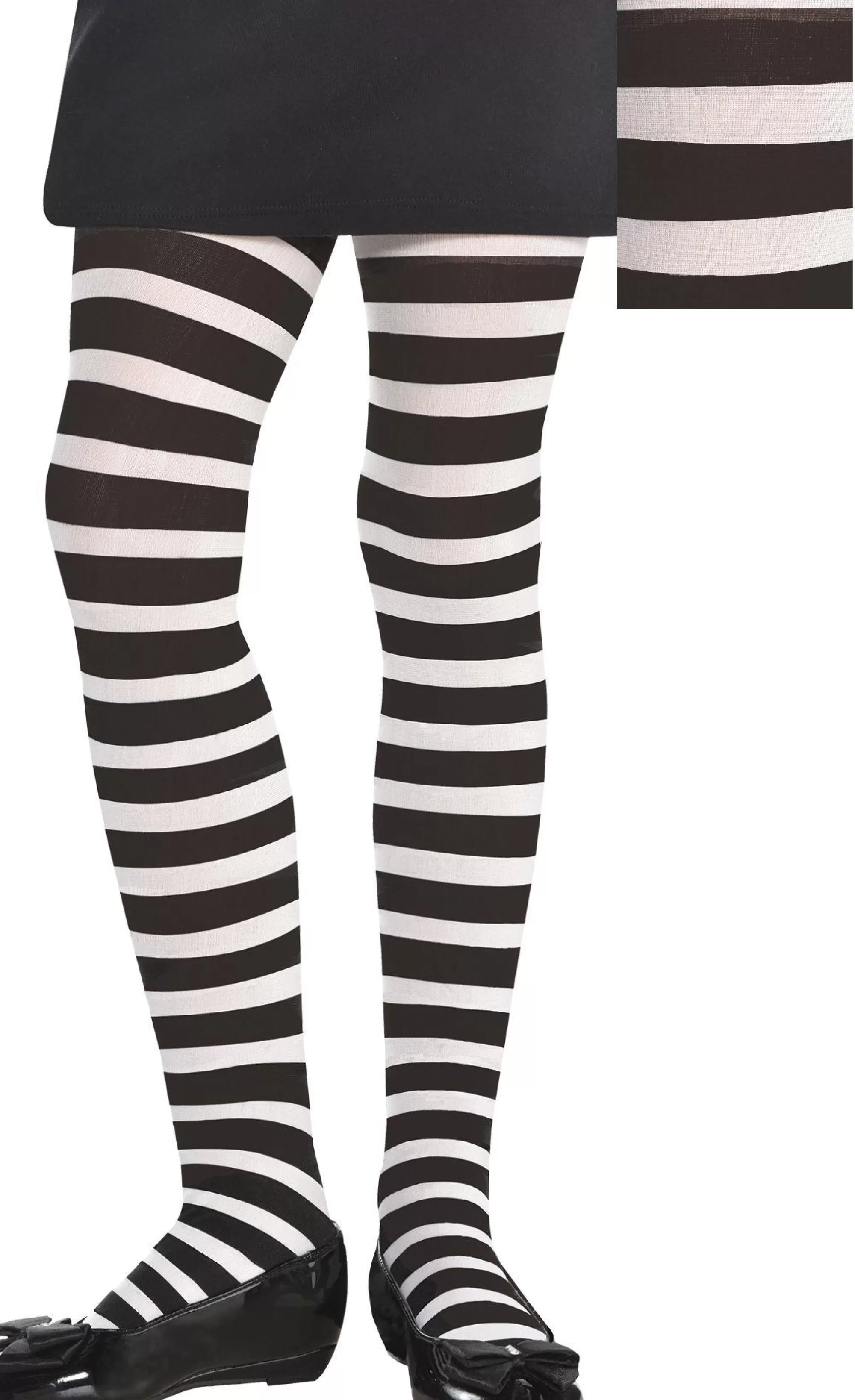 Party City Tights-Girls Black & White Striped Tights