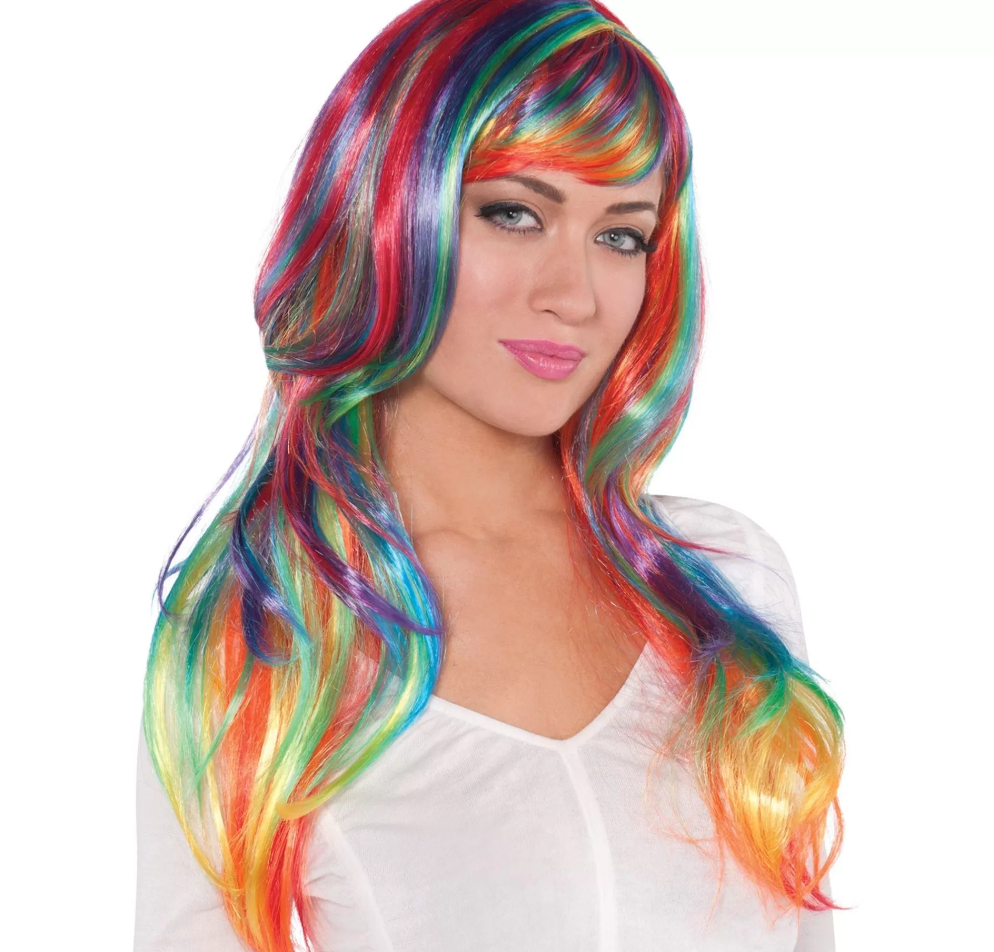 Party City Wigs-Glamorous Long Rainbow Wig Rainbow/Multicolor