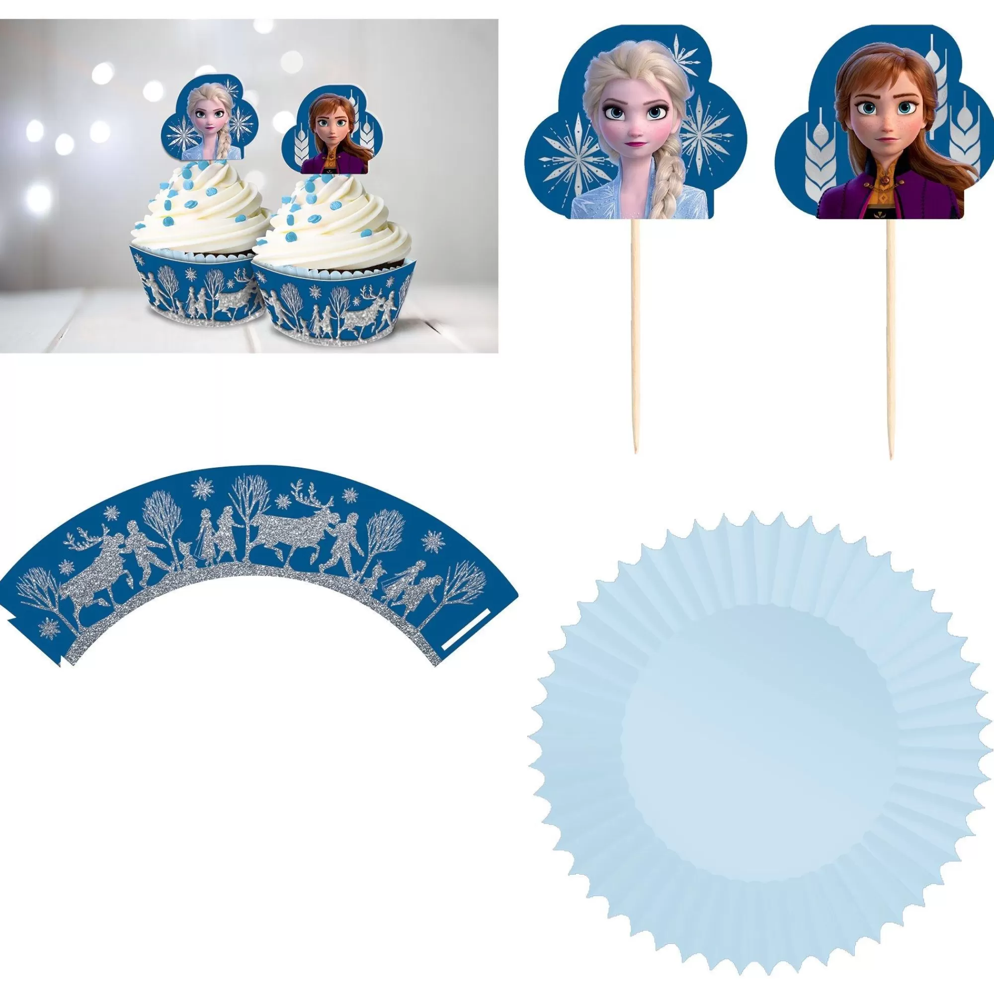 Party City Baking Cups-Glitter Frozen 2 Cupcake Kit For 24