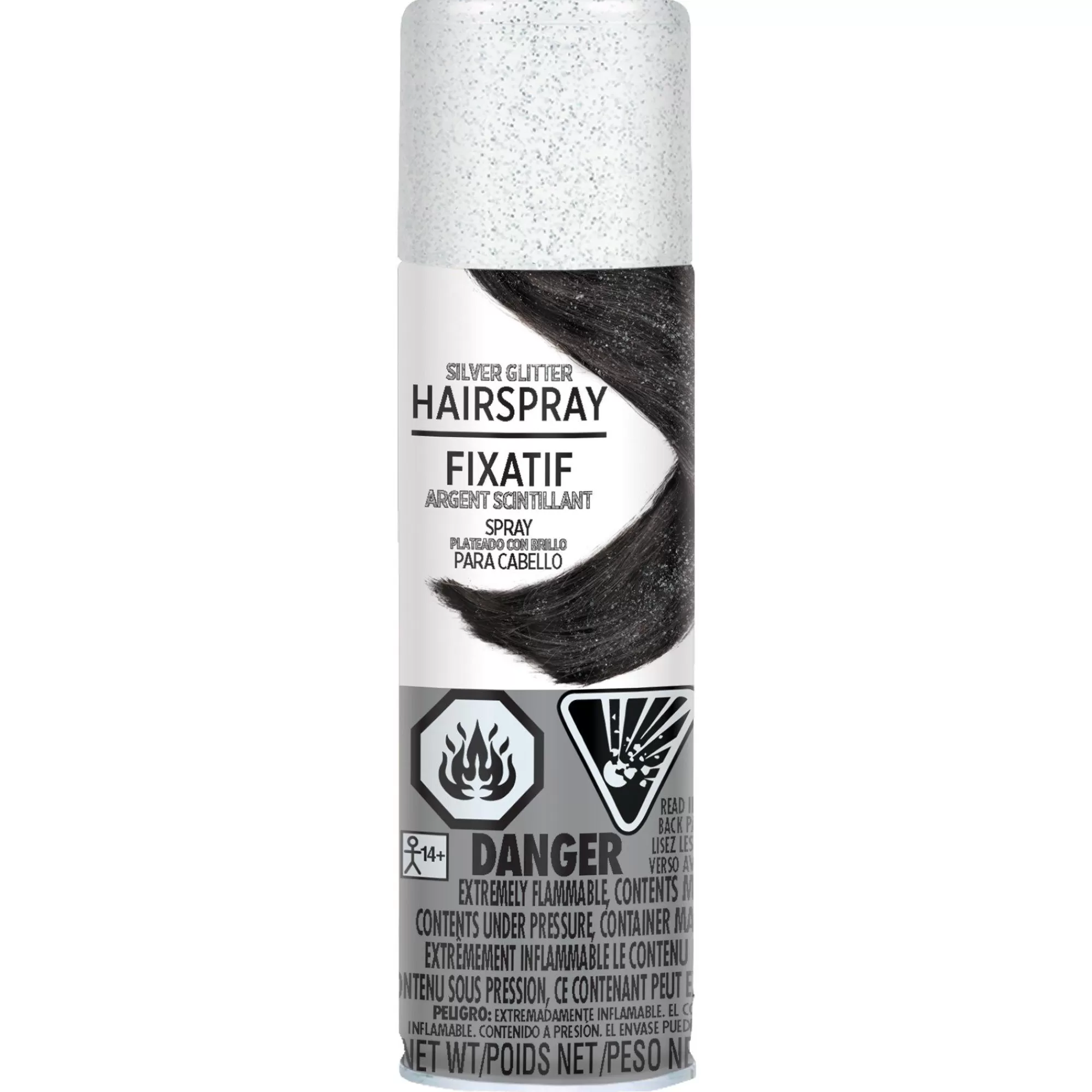 Party City Wigs-Glitter Hair Spray Silver